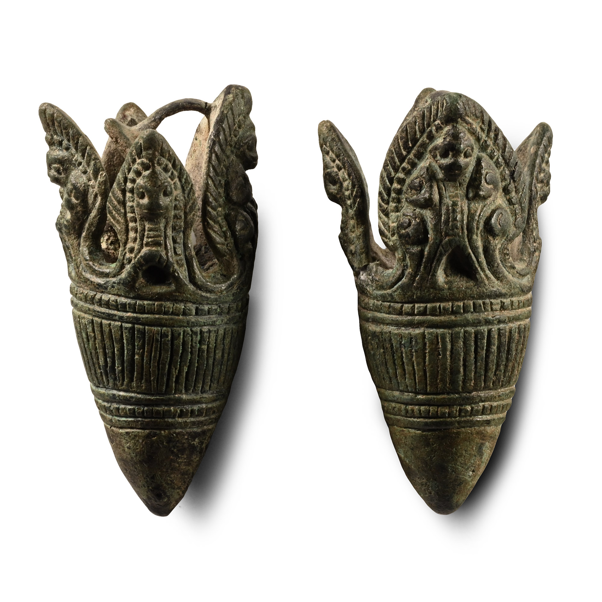 South East Asian Khmer Bronze Temple Ring Pair