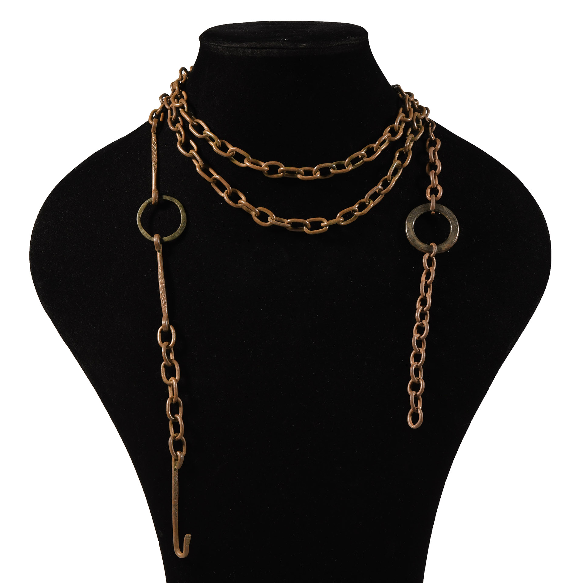 Tudor 'Published' Bronze Chain Belt with Decorated Hook and Ring