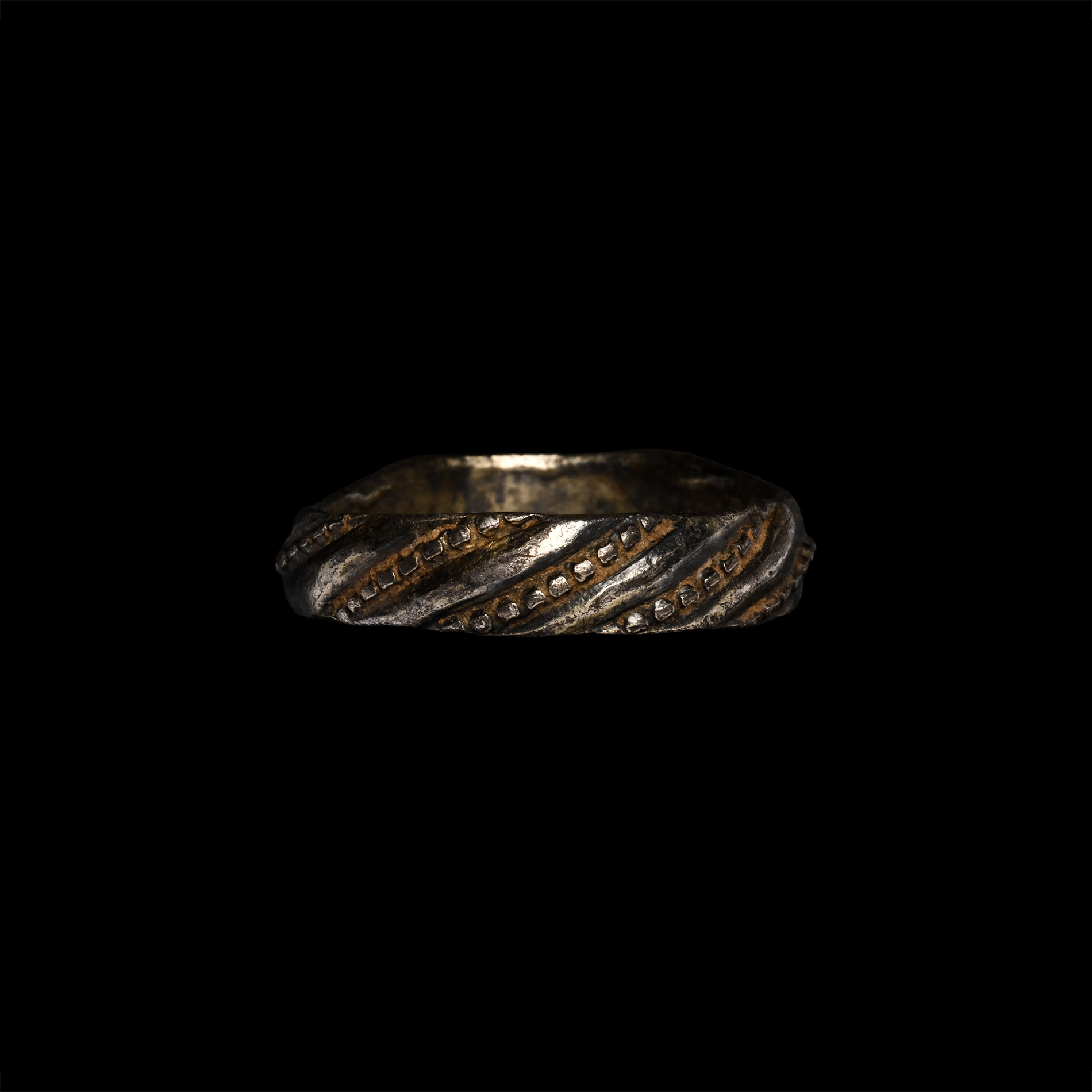Medieval Silver Gilt Iconographic Ring with Saints