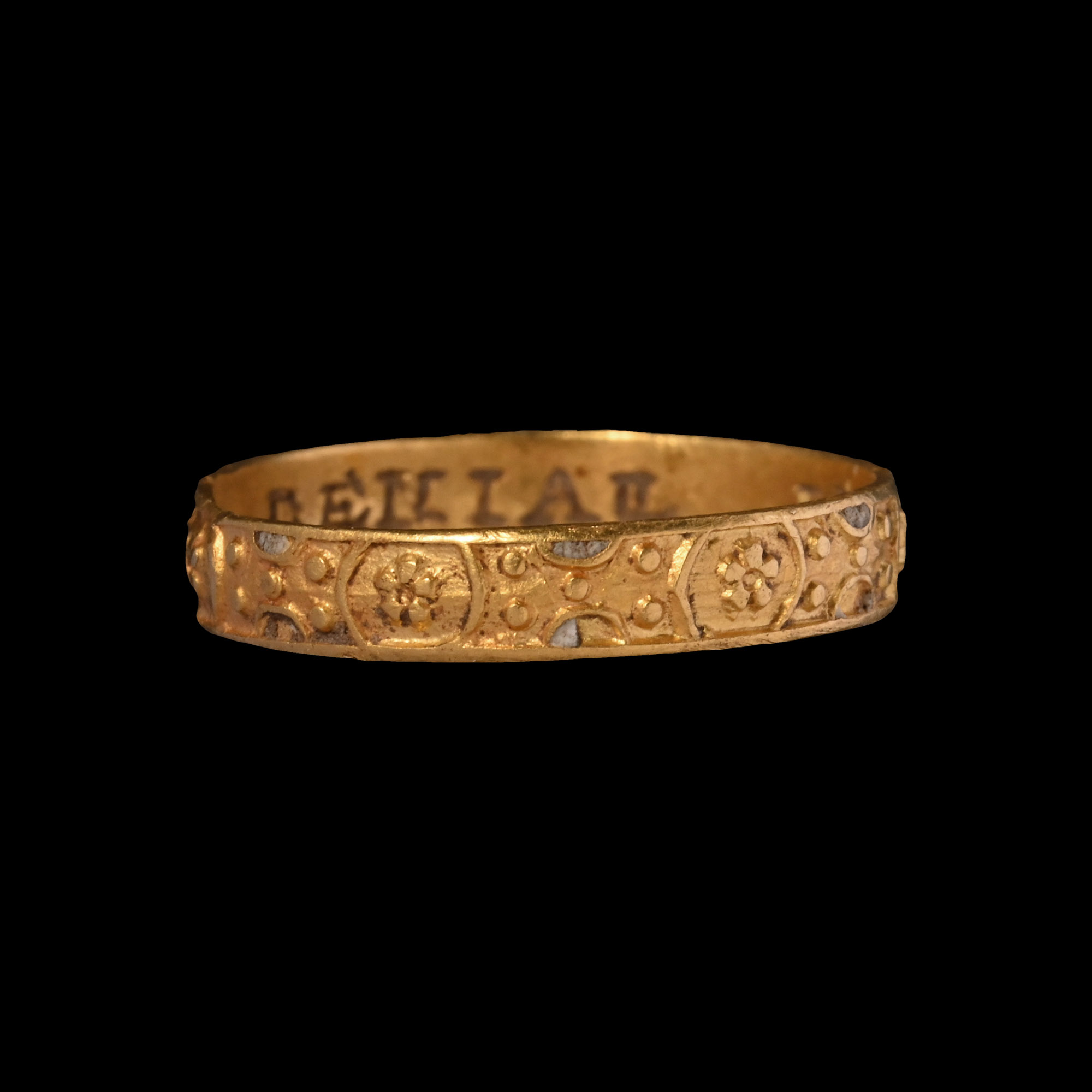 Tudor Period Gold 'DENIAL IS DEATH' Decorated Posy Ring
