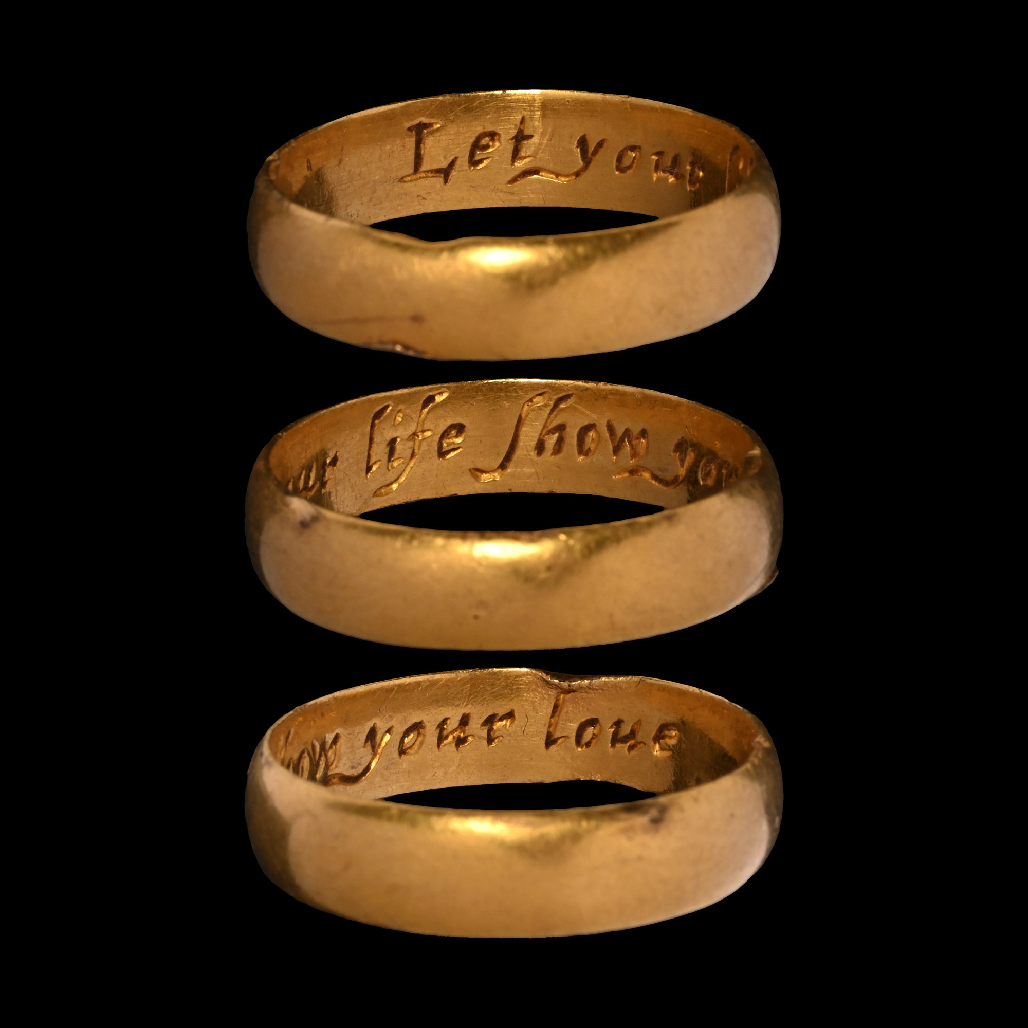 Large Stuart Period Gold 'Let Your Life Show Your Love' Posy Ring