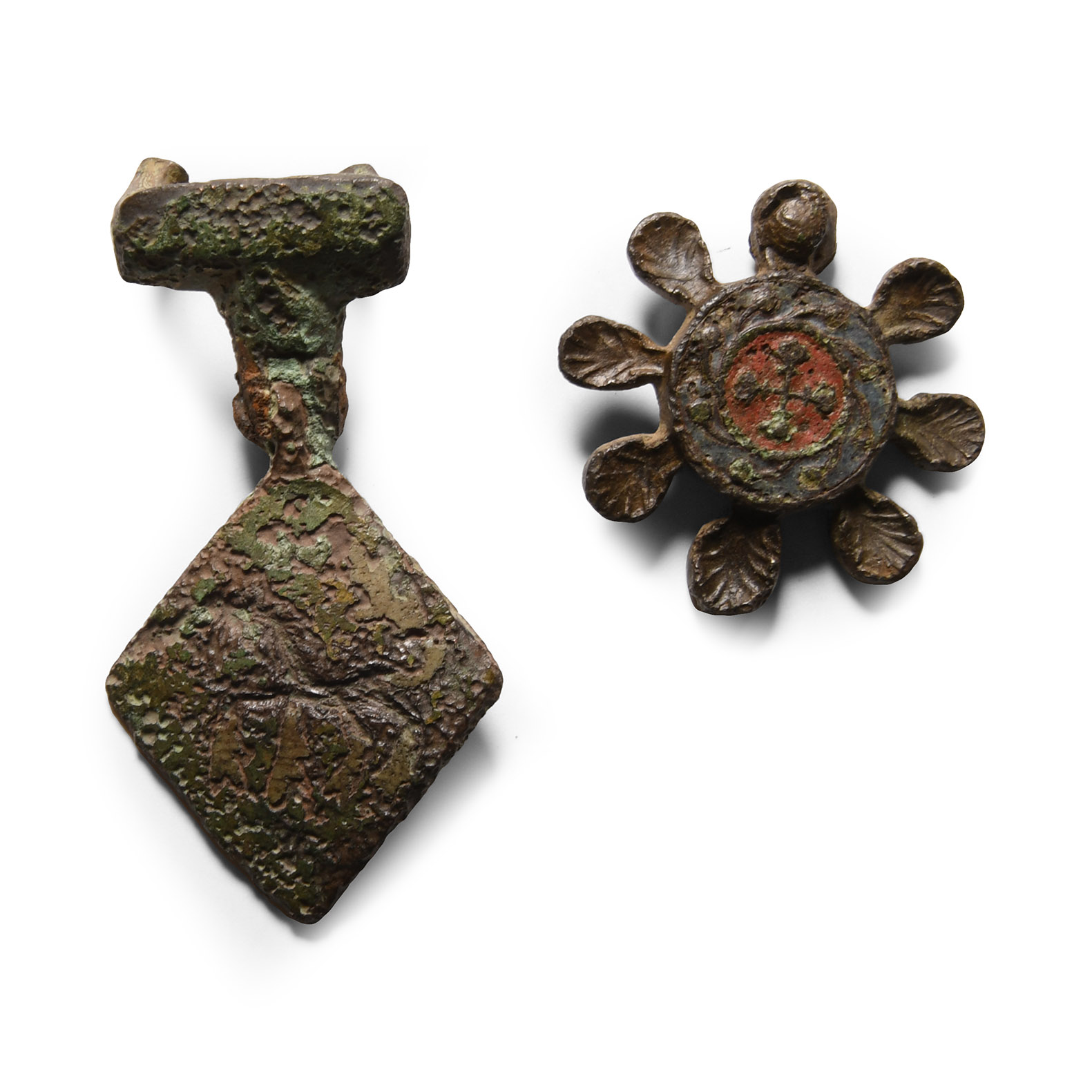 Medieval 'Published' Knight's Heraldic Horse Harness Mount and Pendant Group