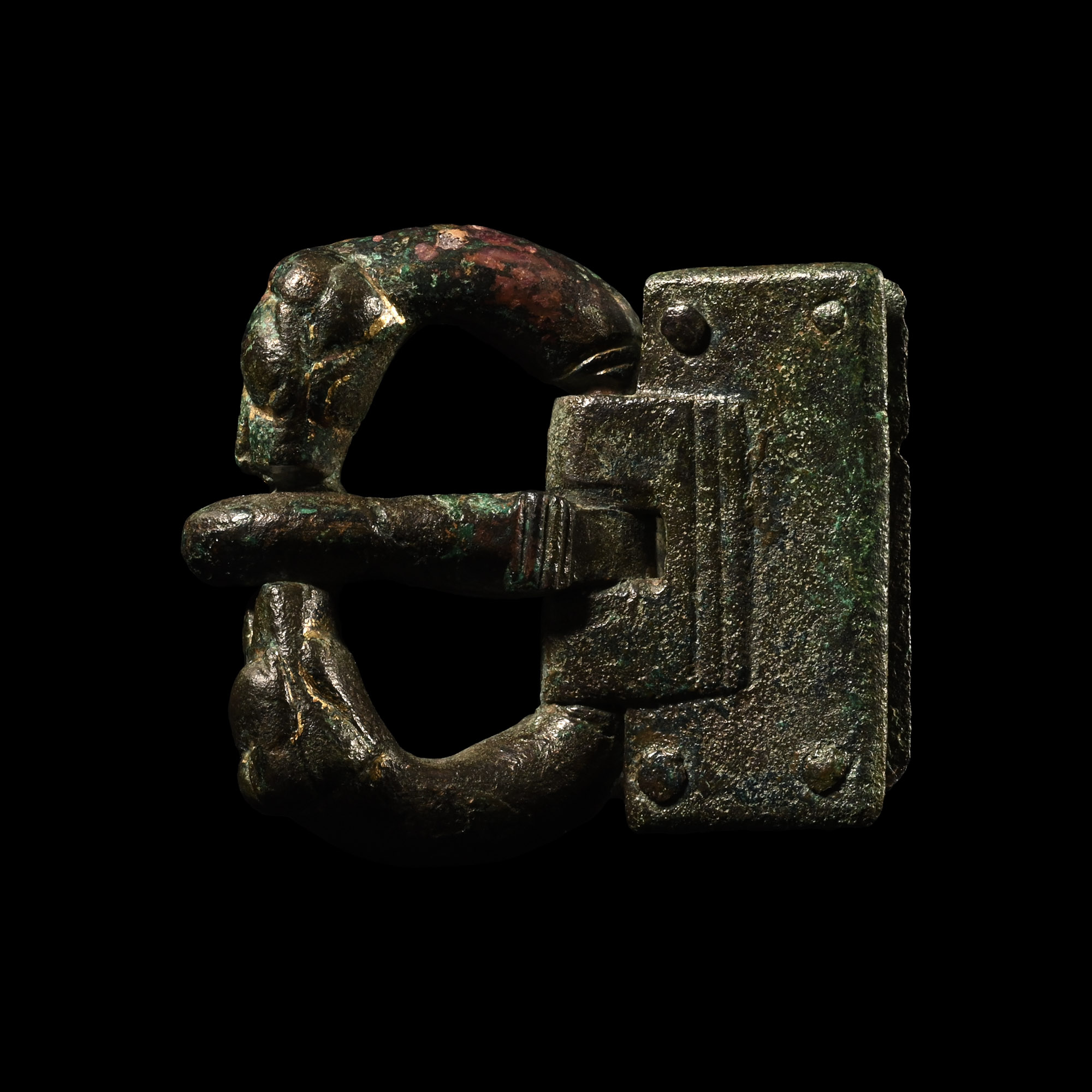 Norman Bronze Buckle with Beast Heads