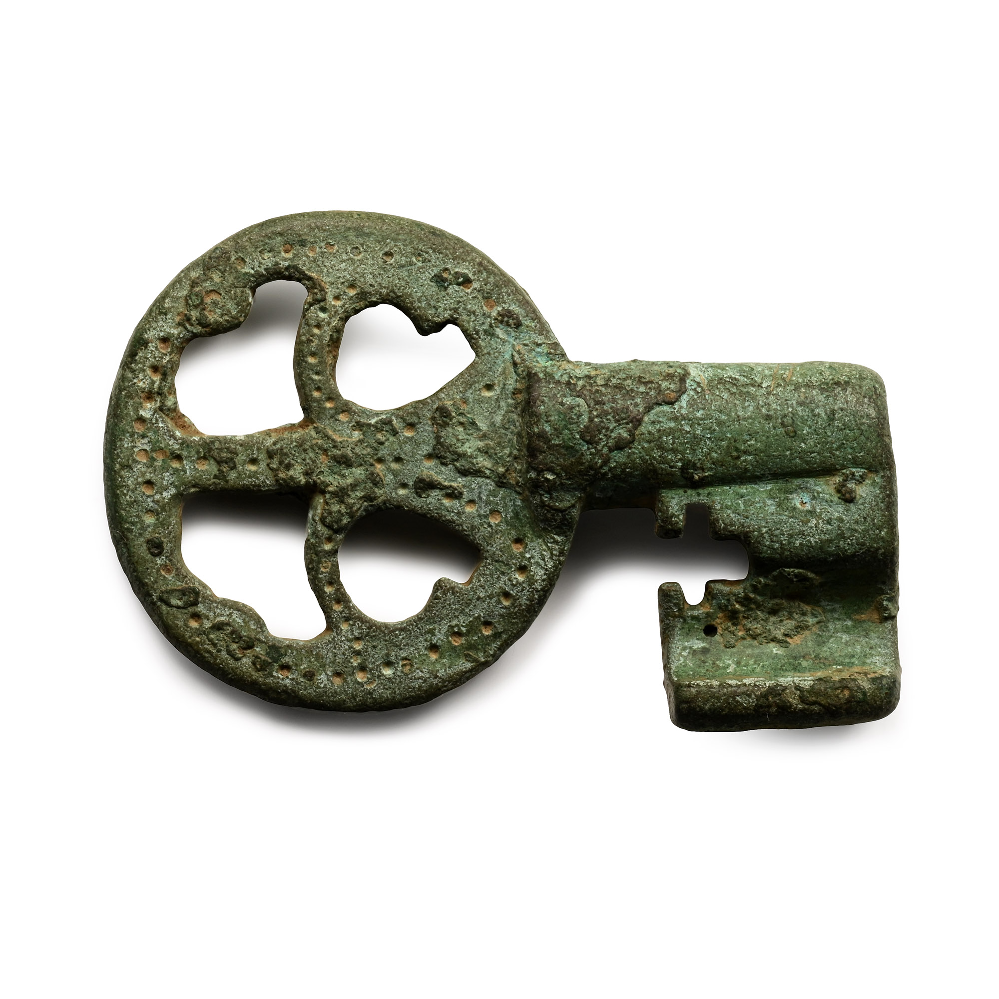 Anglo-Scandinavian Viking Bronze Key with Openwork Handle