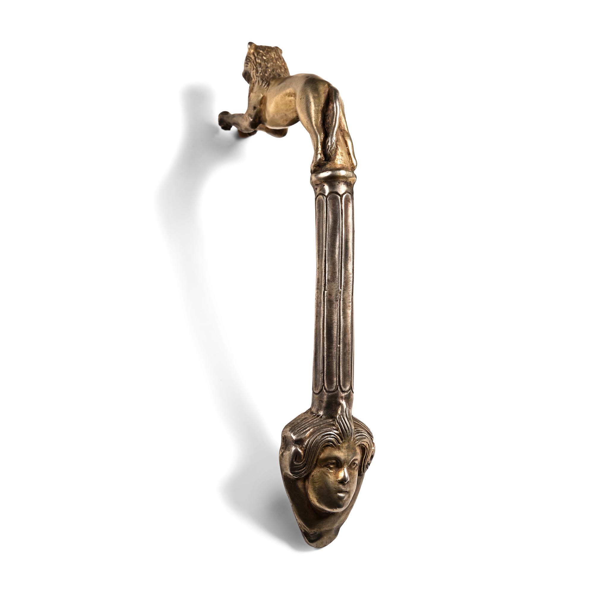 Post Classical Gilt Silver Handle with Lion and Mask
