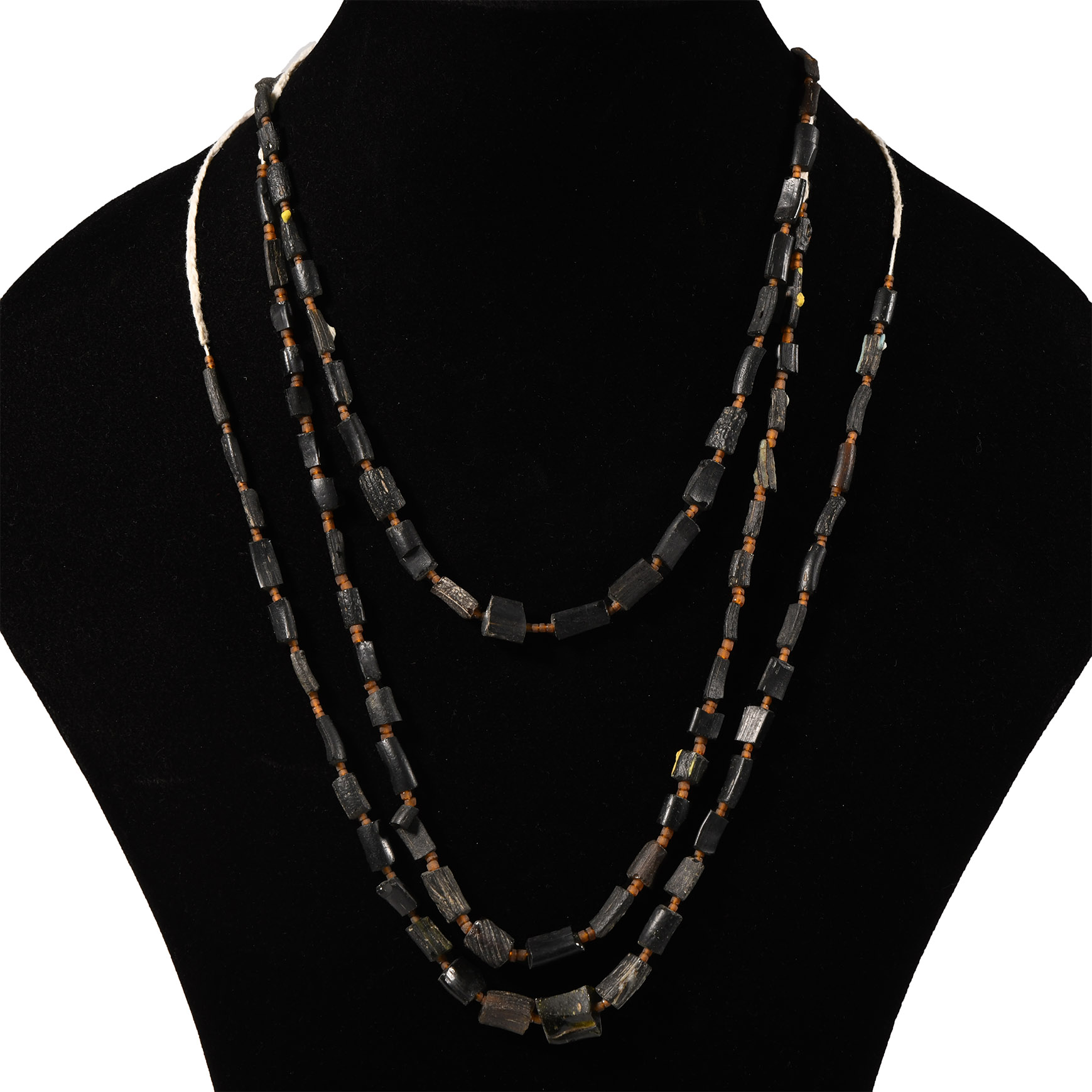 Roman Amber and Black Glass Bead Necklace Group