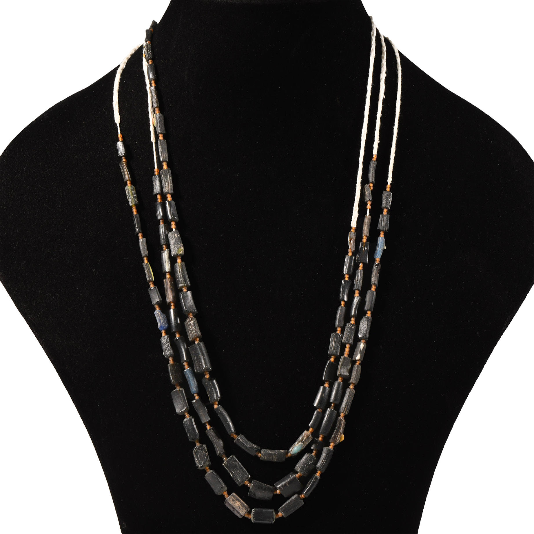Roman Amber and Black Glass Bead Necklace Group