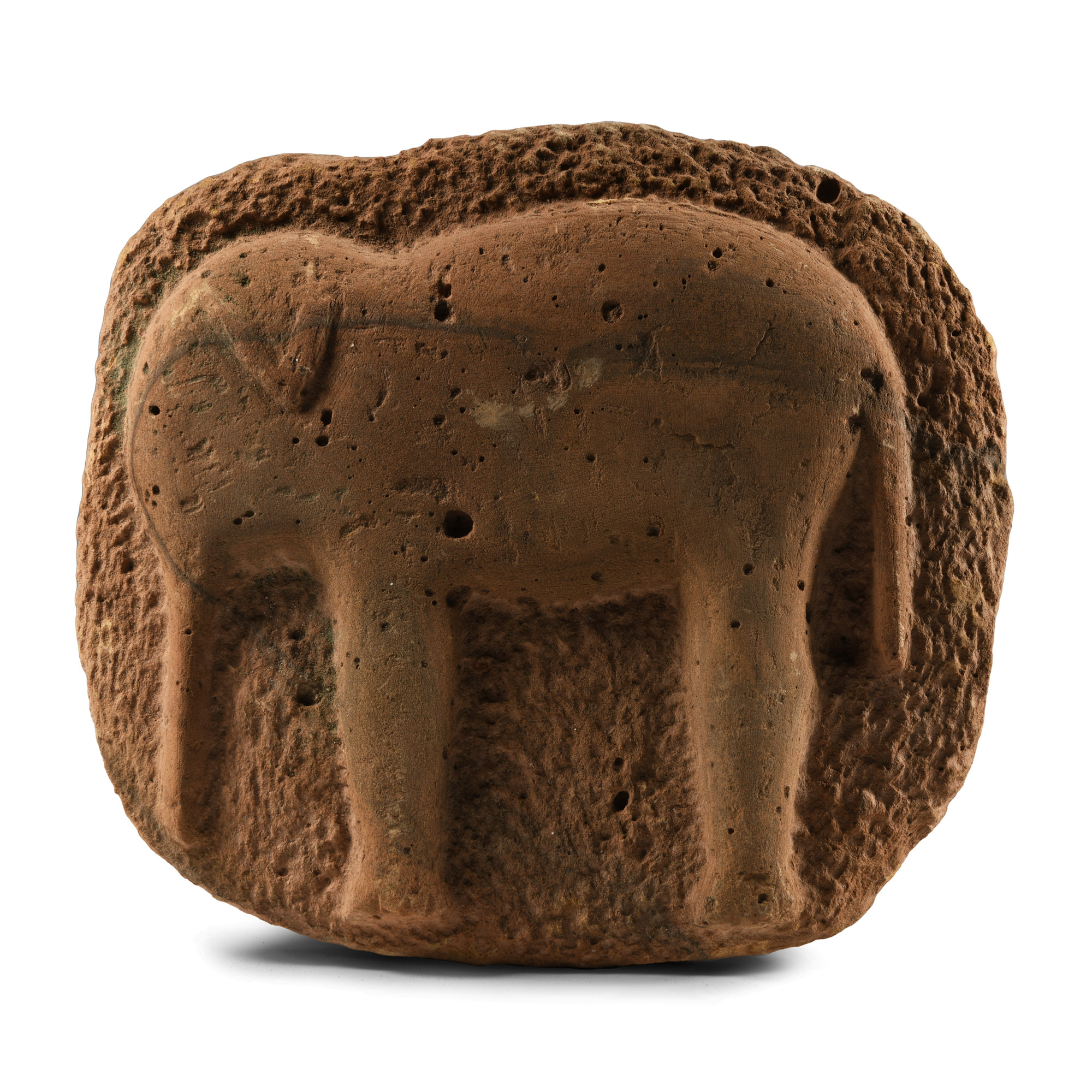 Indian Red Sandstone Elephant Plaque