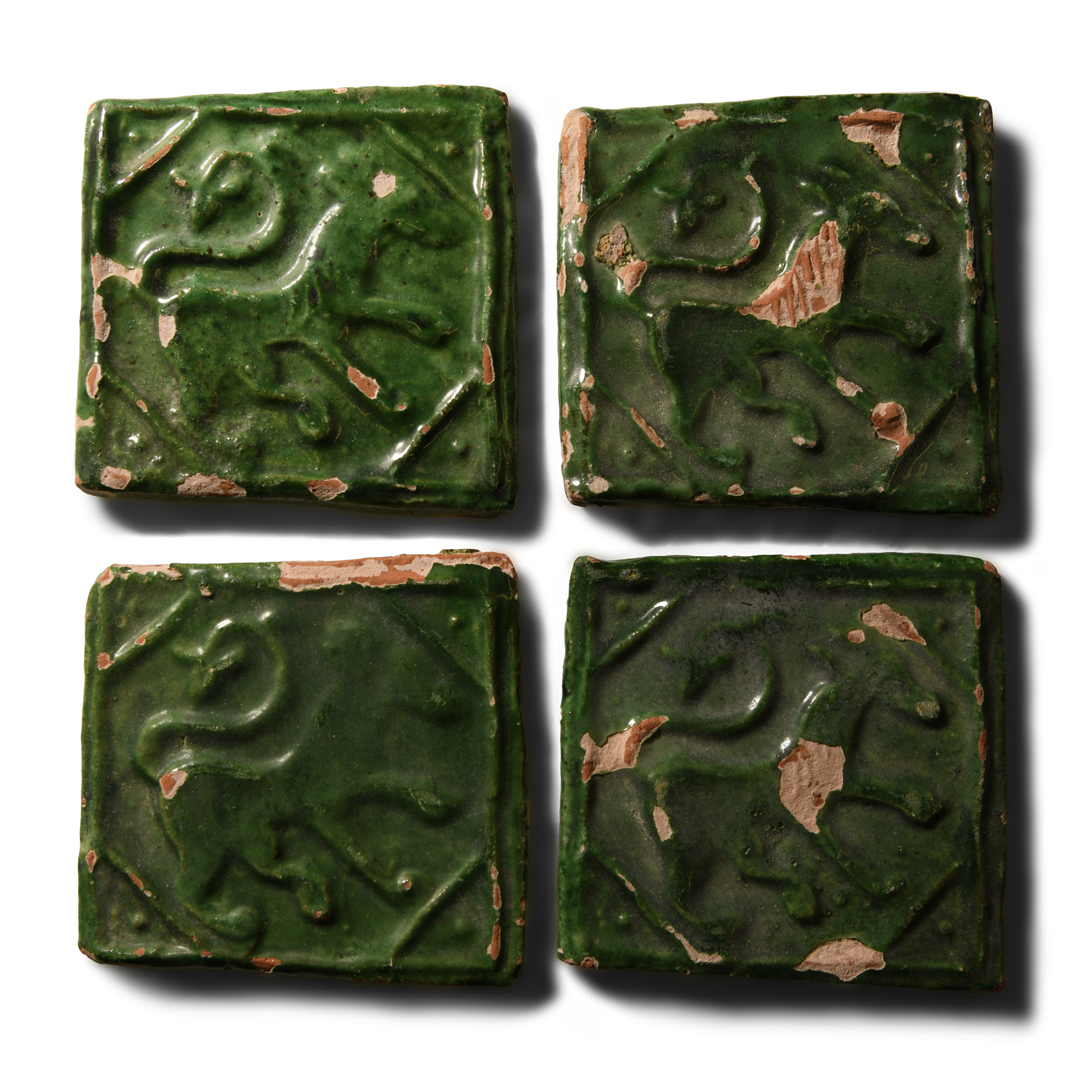 Post Medieval Glazed Animal Tile Group