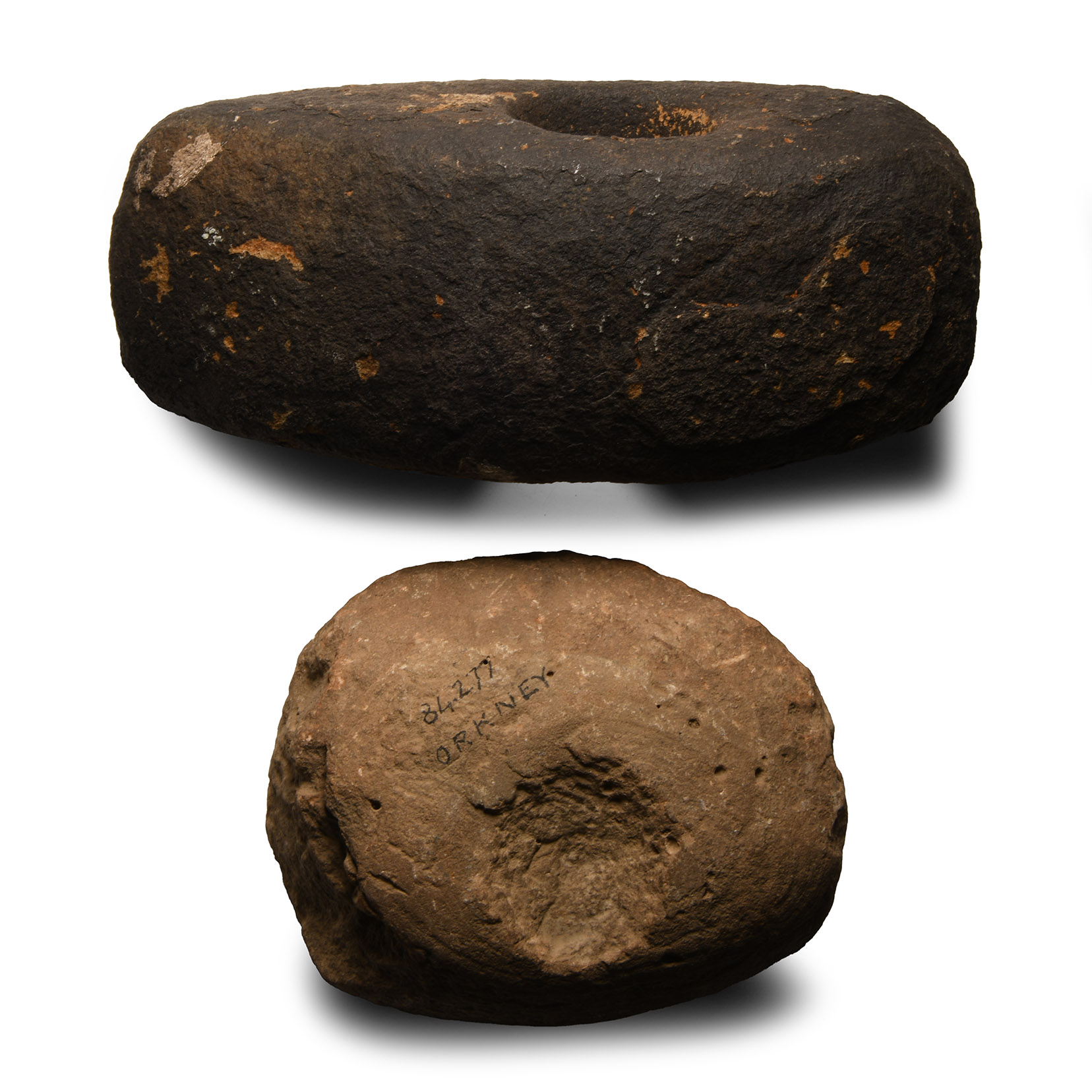 Stone Age Boat-Shaped Pierced Axehead and 'Orkney' Macehead