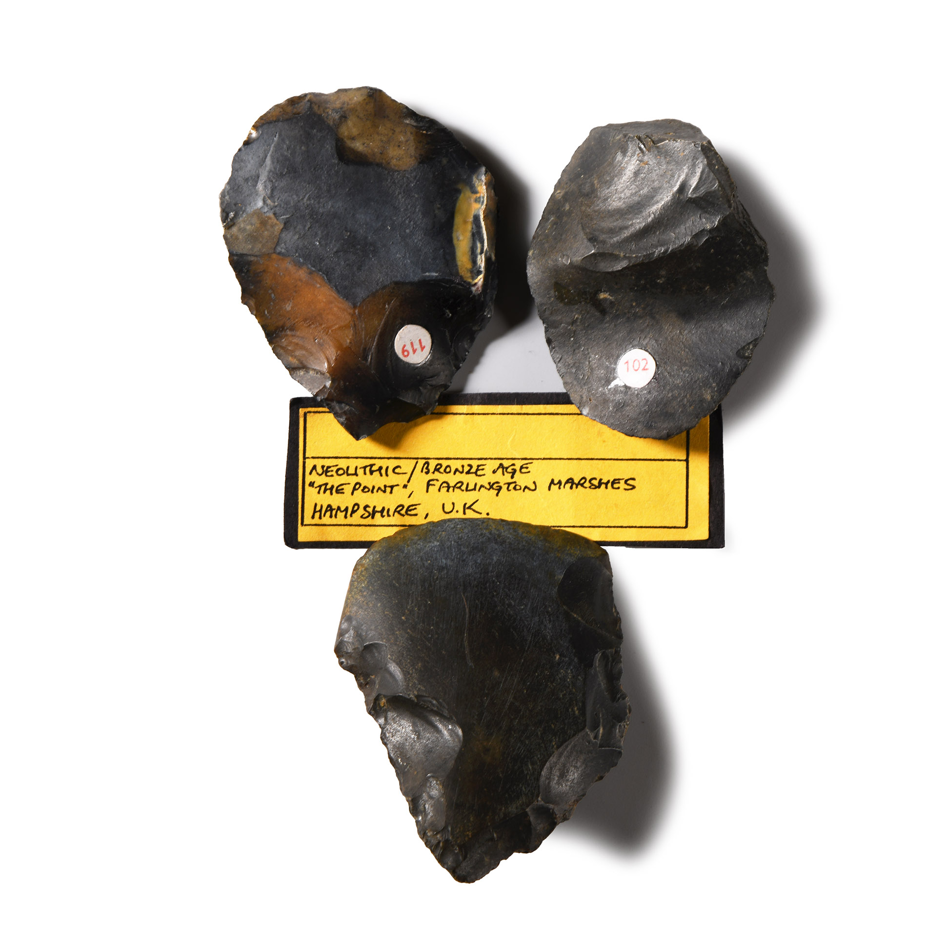 Large Stone Age Set of Tools Including a Re-worked Polished Axe from Farlington Marshes