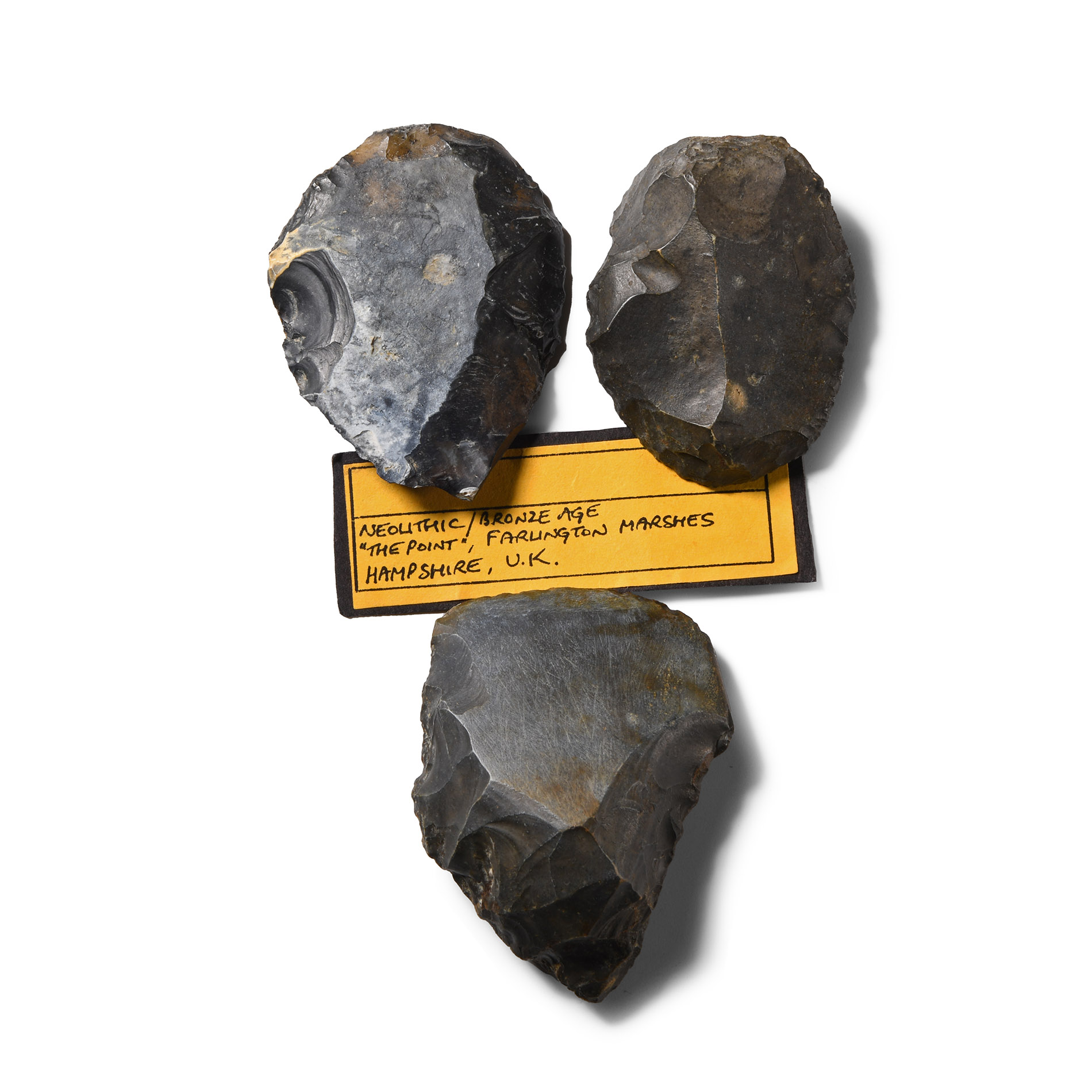 Large Stone Age Set of Tools Including a Re-worked Polished Axe from Farlington Marshes