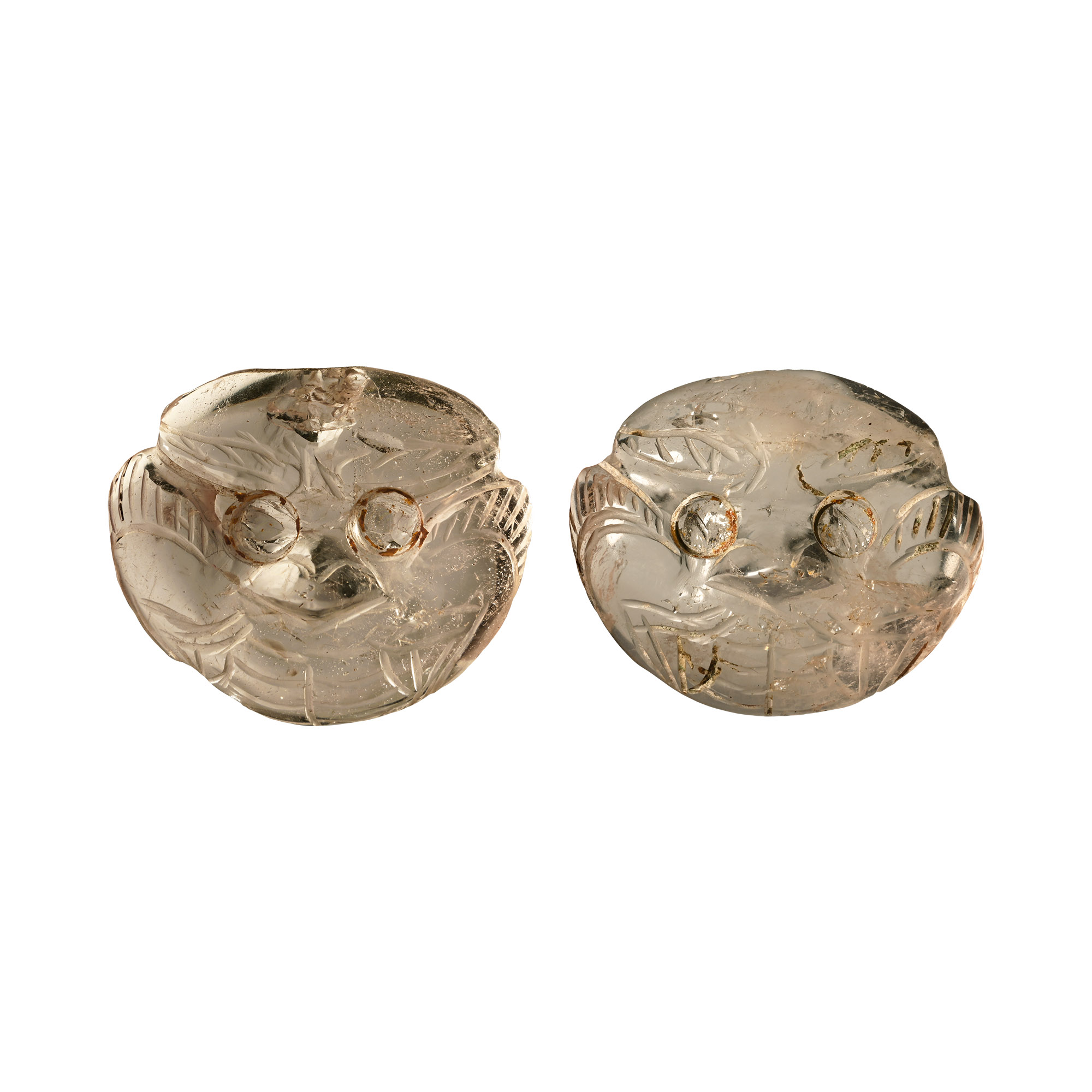 Chinese Rock Crystal Plaques with Animal Faces