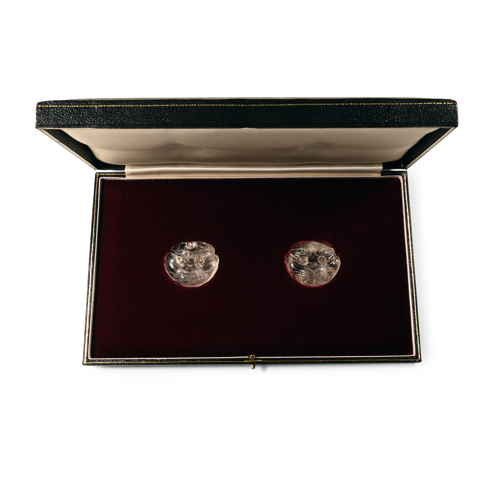 Chinese Rock Crystal Plaques with Animal Faces