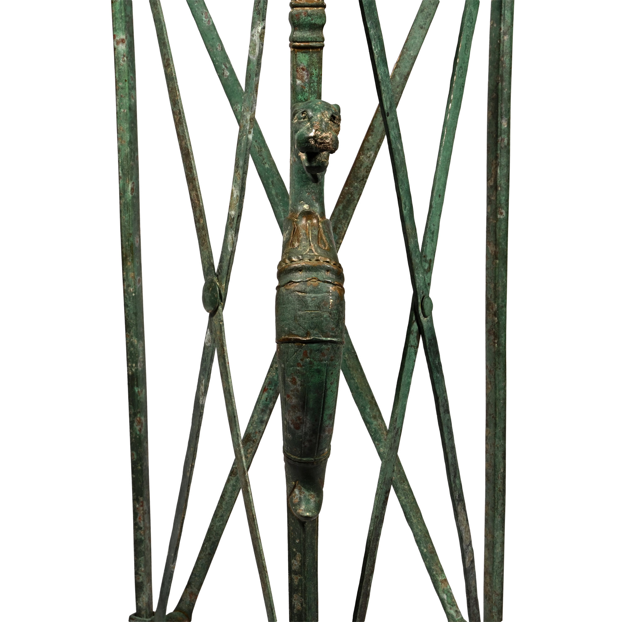 Roman Bronze Folding Tripod Table with Busts of Bacchus and Panther