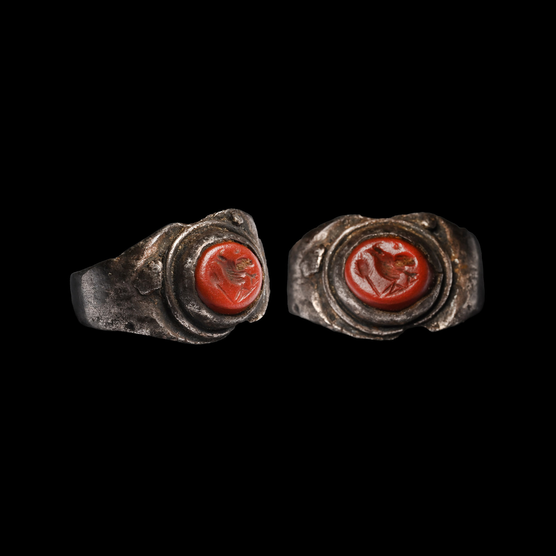 Roman Silver Ring with Cockerel Gemstone