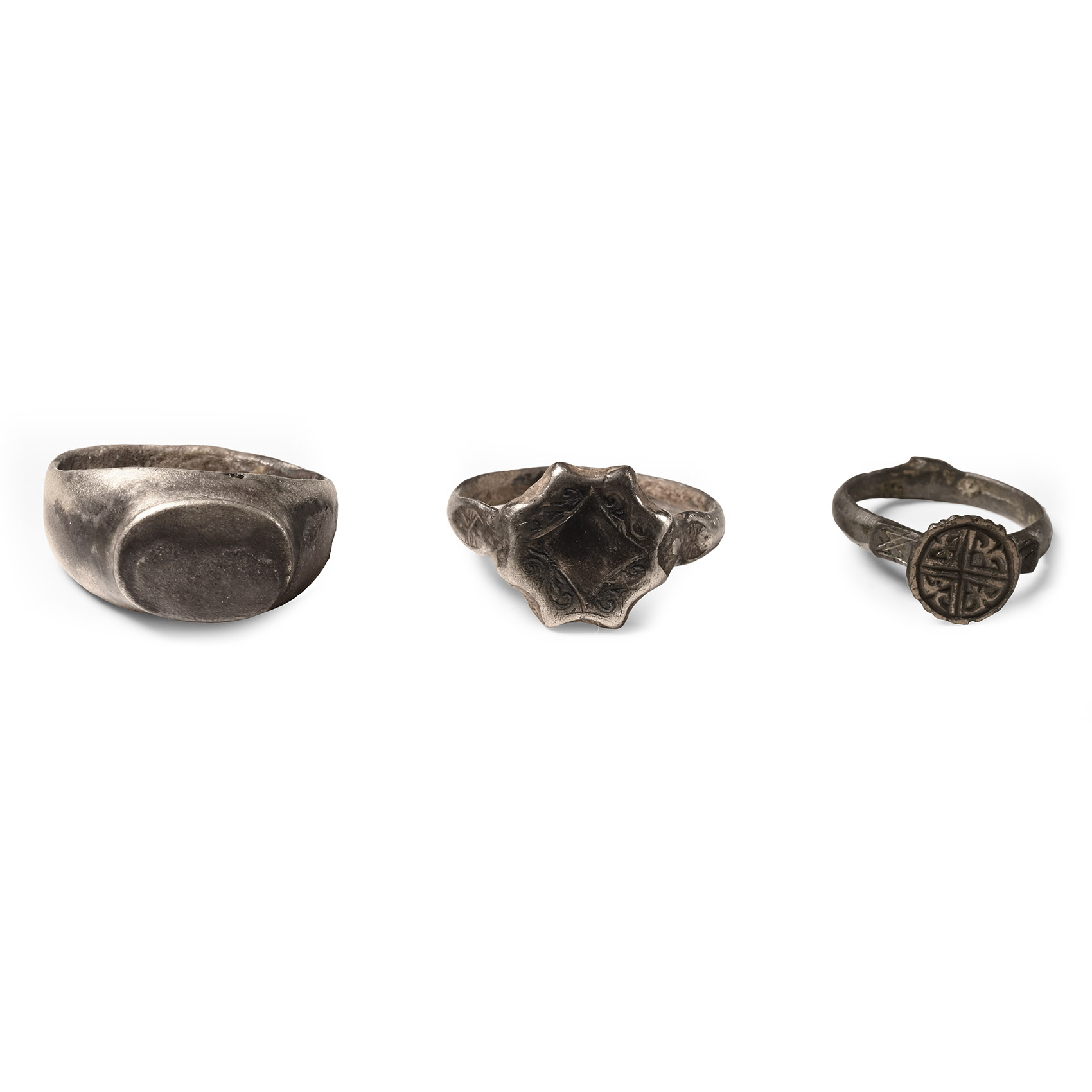 Medieval Period Decorated Silver Ring Group