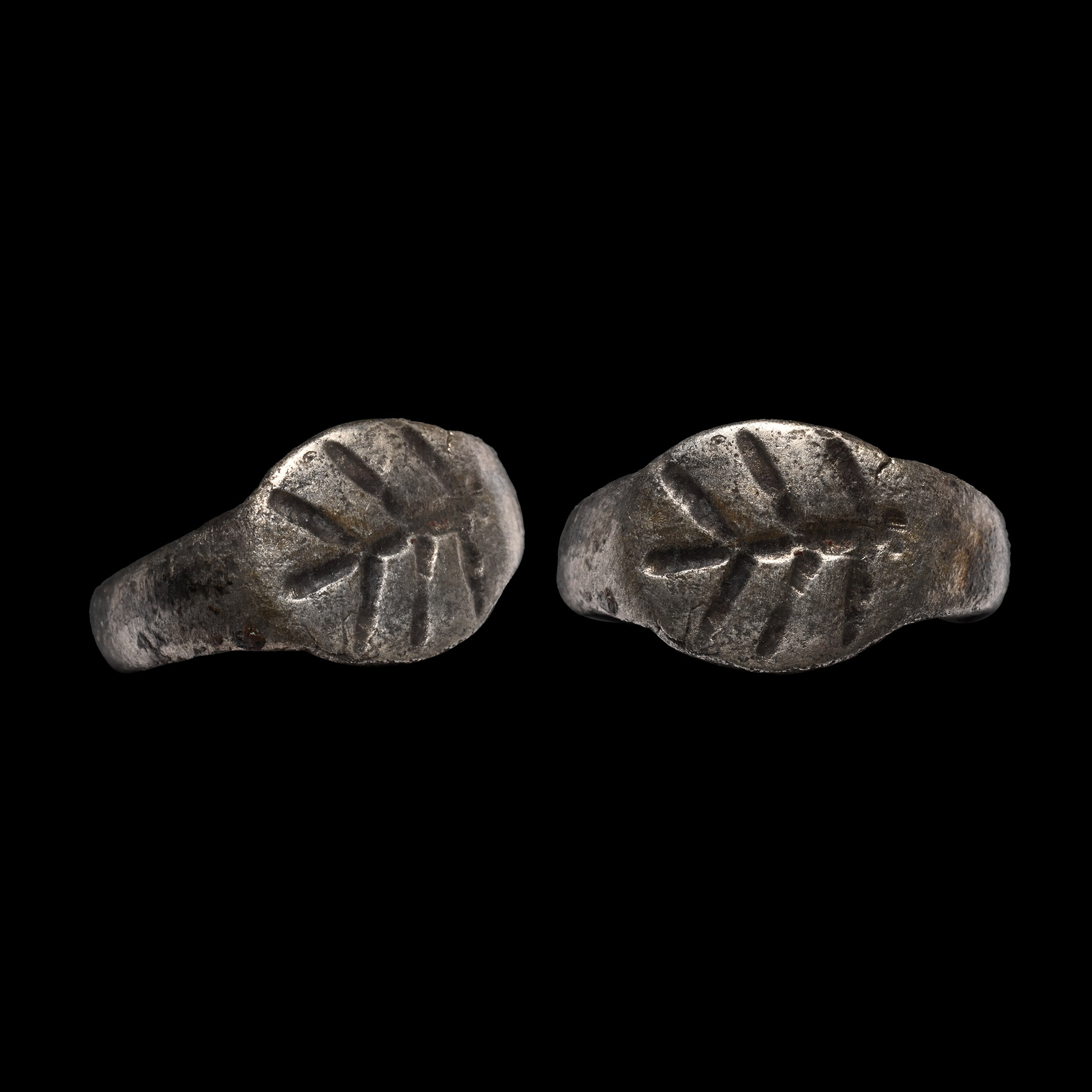 Roman Silver Child's Ring with Palm Branch