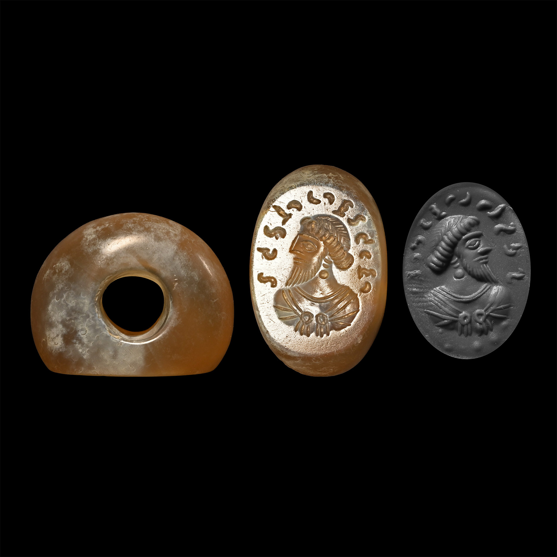 Sassanian Chalcedony Seal with Bust and Inscription