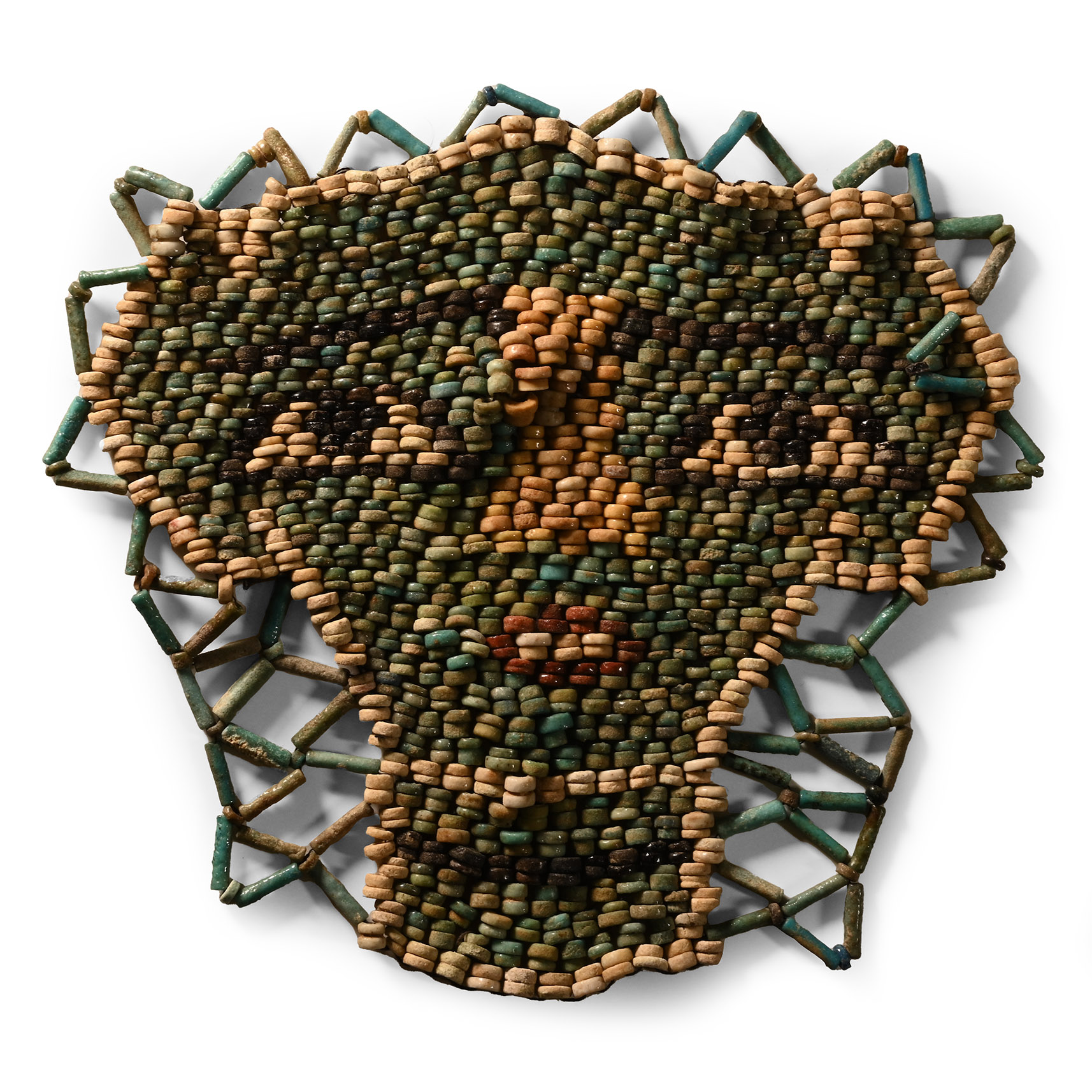 Egyptian Faience Mummy Bead Mask with Netting