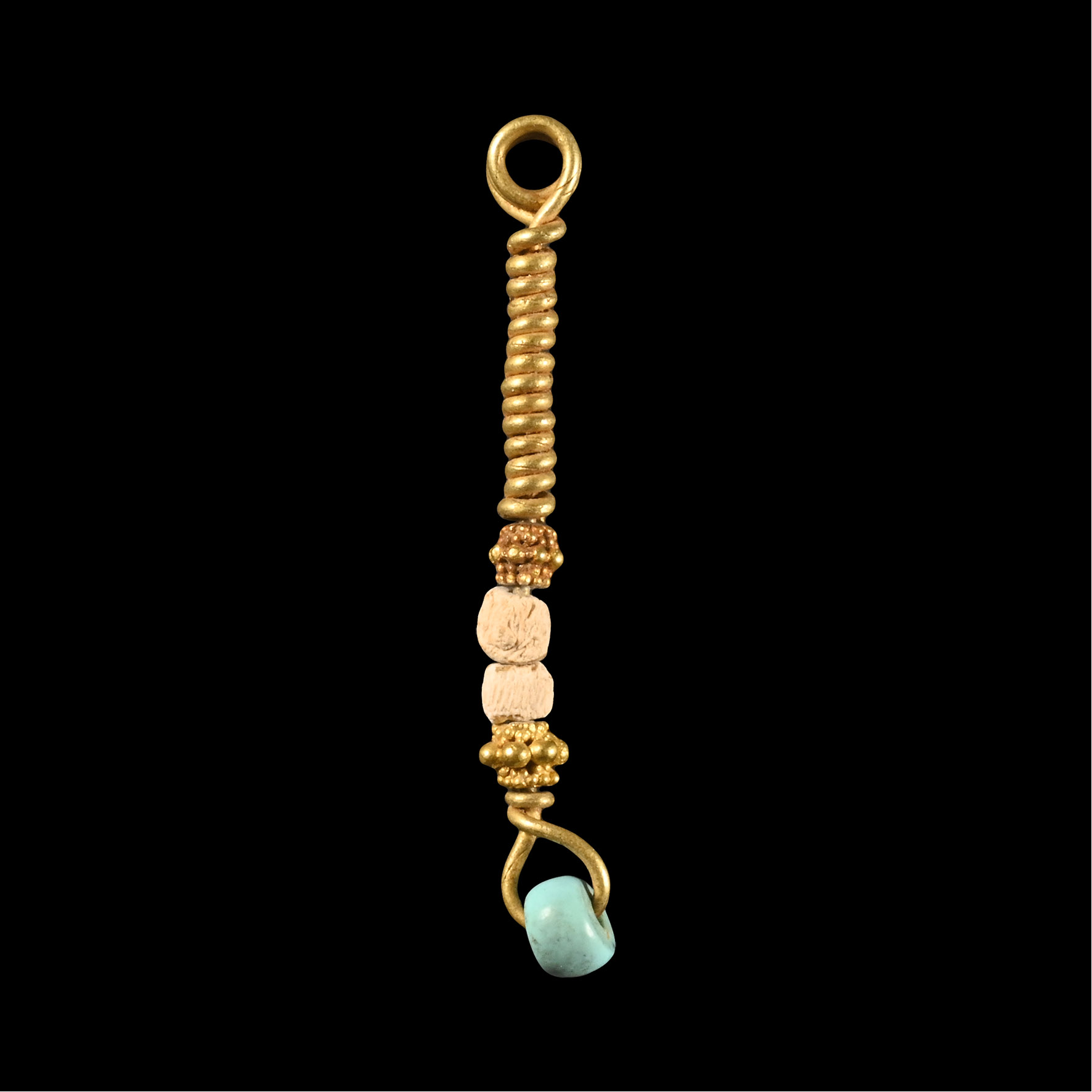 Western Asiatic Gold and Bead Pendant