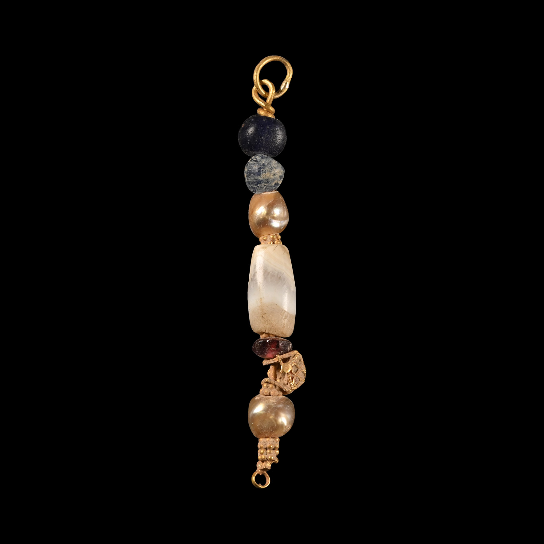Western Asiatic Gold and Bead Pendant