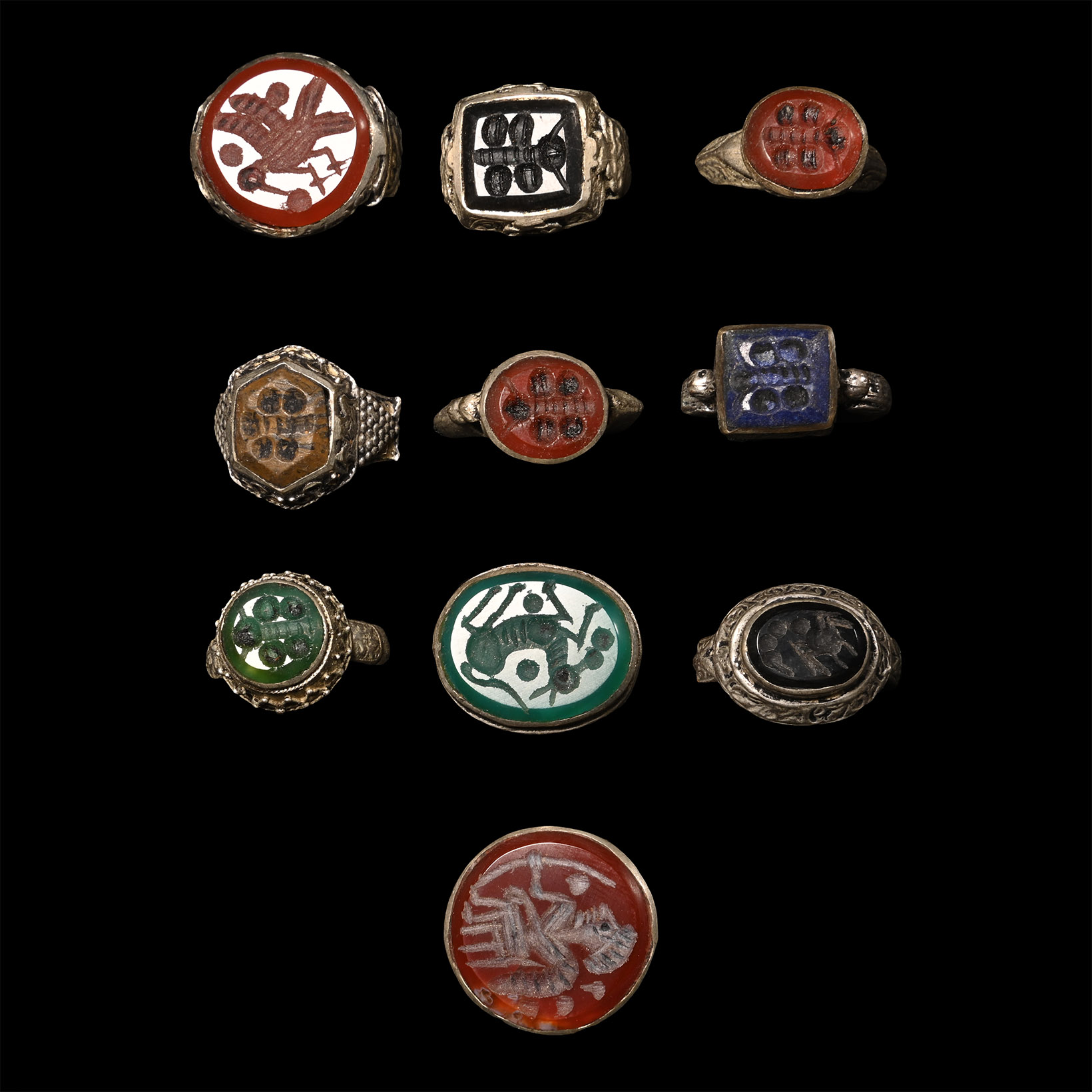 Tribal Silver-Coloured Metal Ring Group