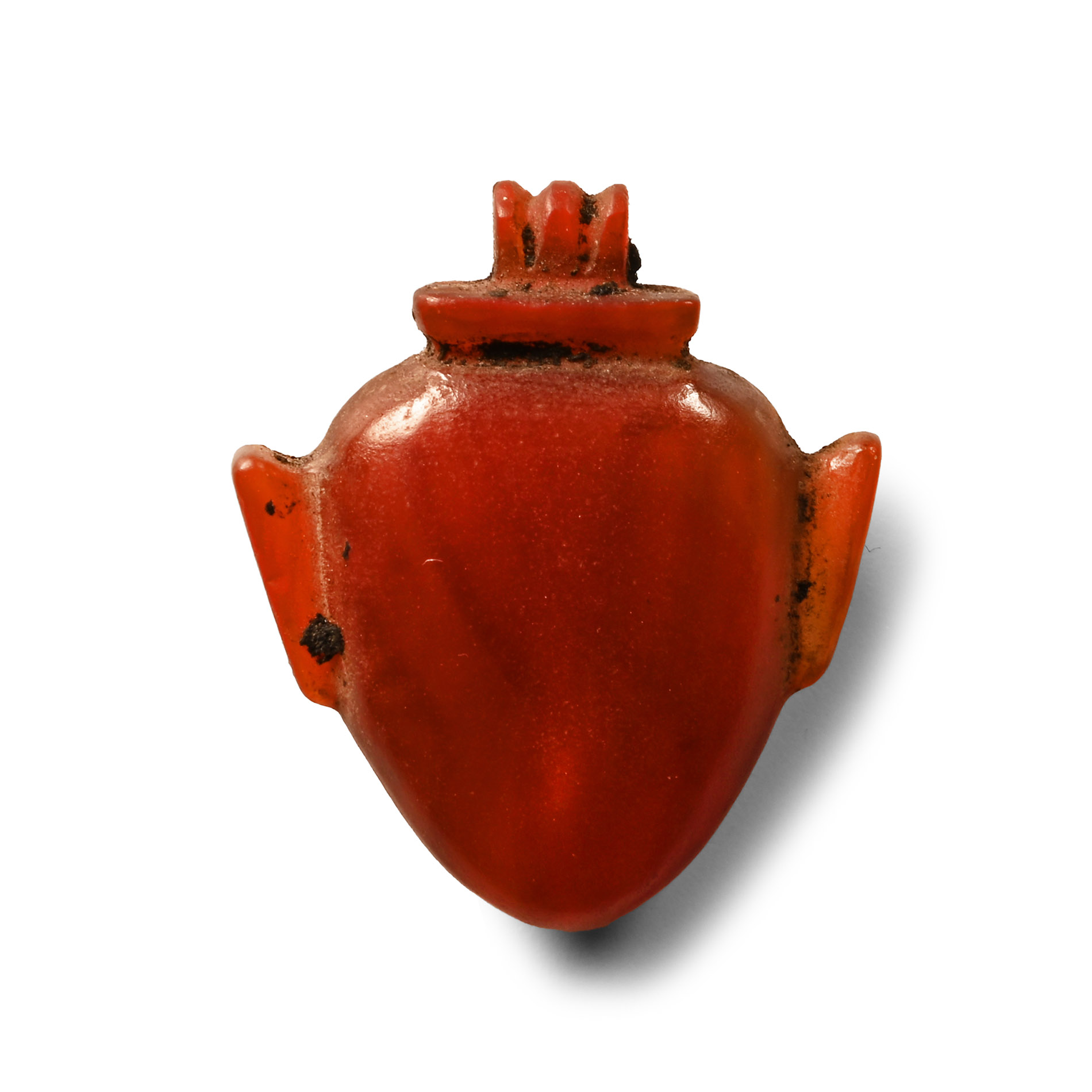 Large Egyptian Translucent Carnelian Heart Amulet