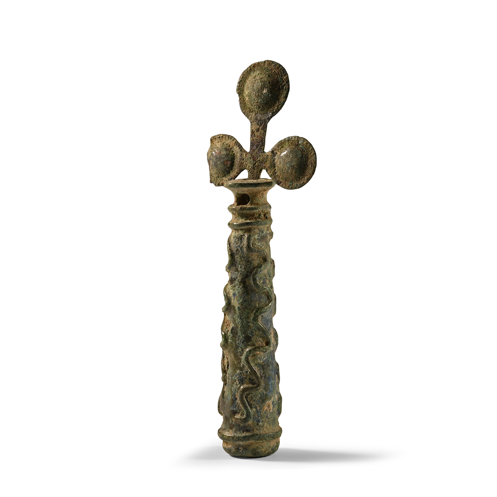 Luristan Bronze Kohl Pot with Snakes and Applicator