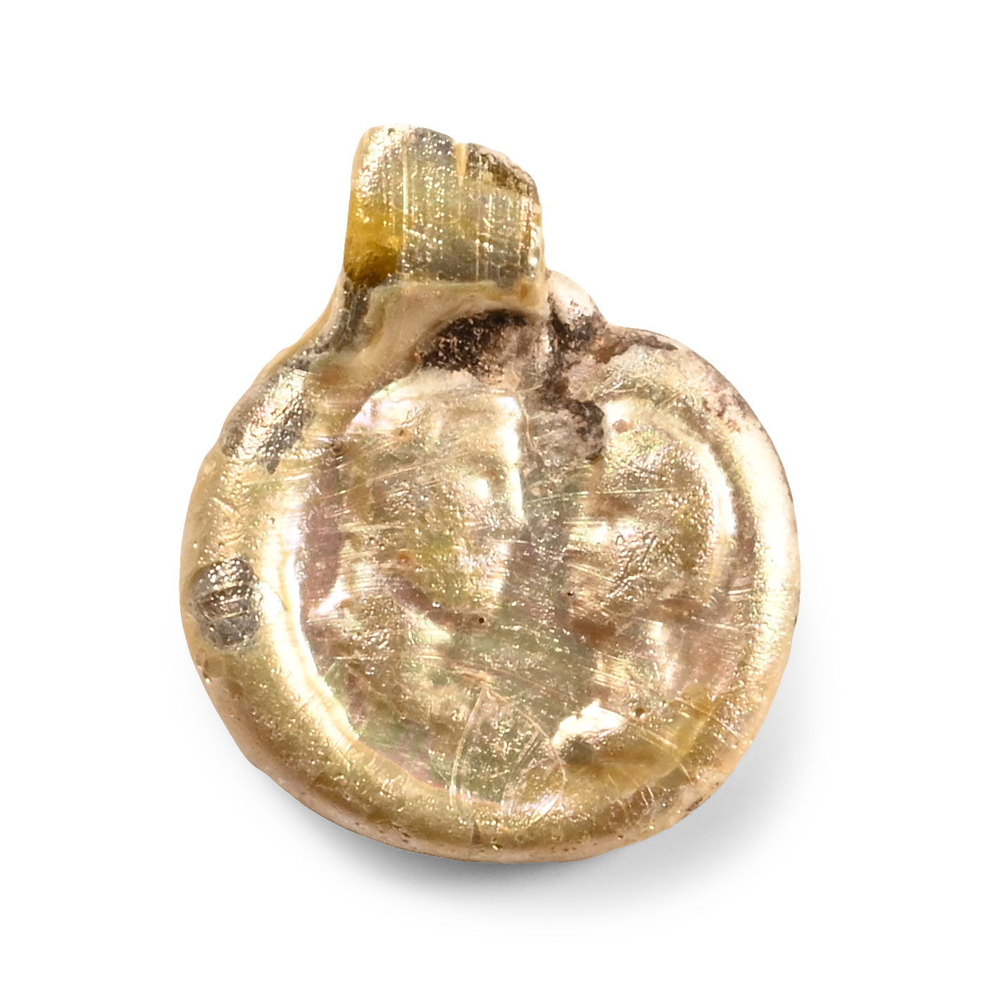 Late Roman Glass Pendant with Facing Busts