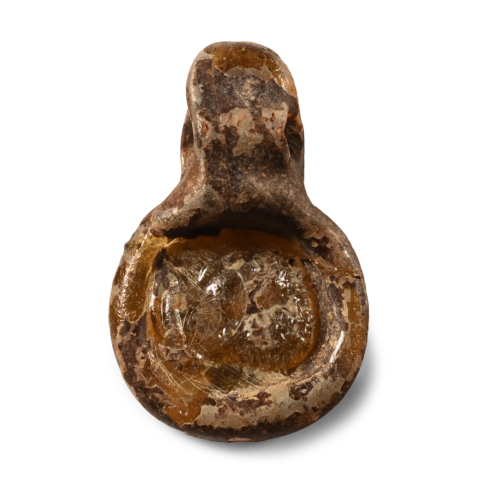 Late Roman Glass Pendant with Profile Bust