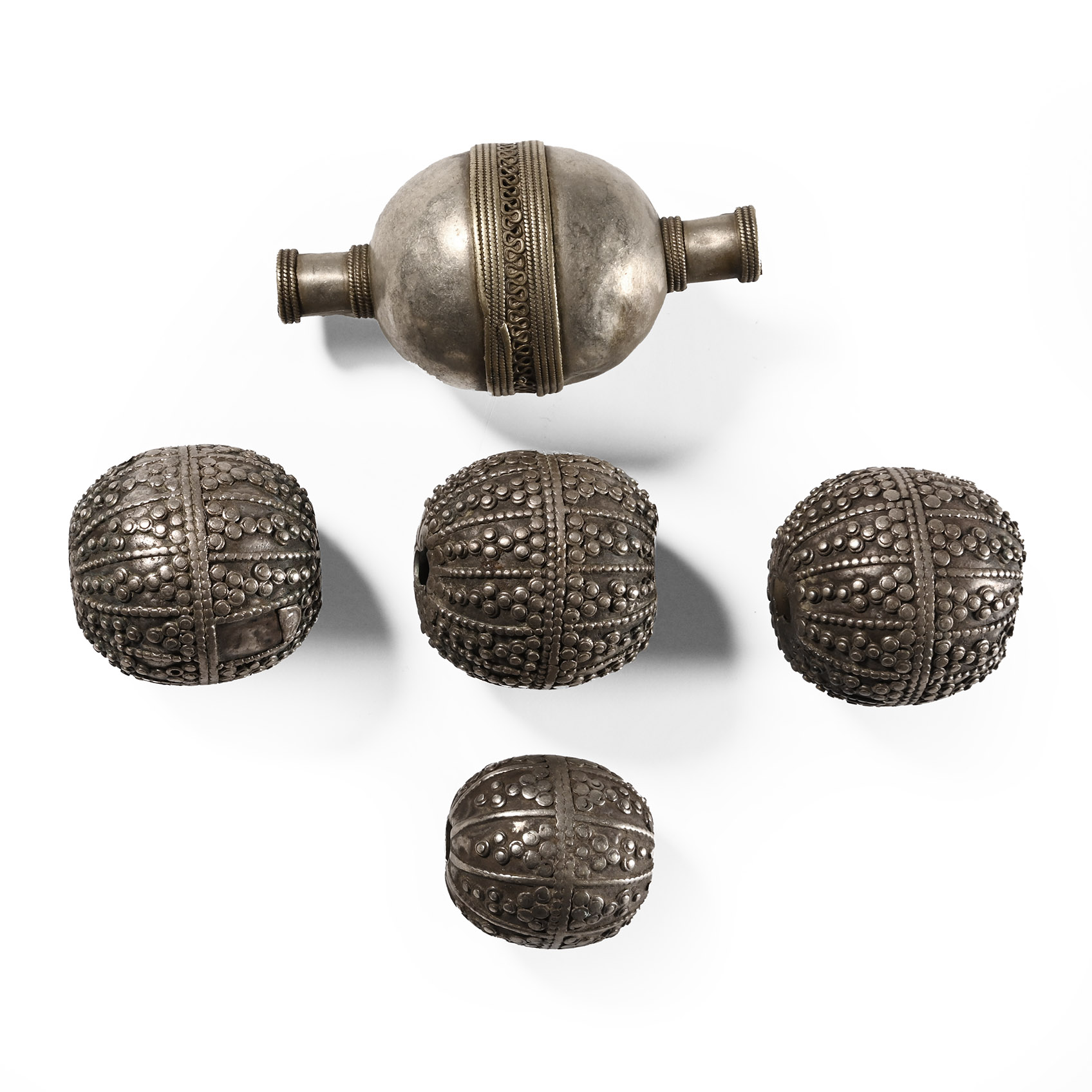 Tribal Silver-Coloured Metal Large Bead Group