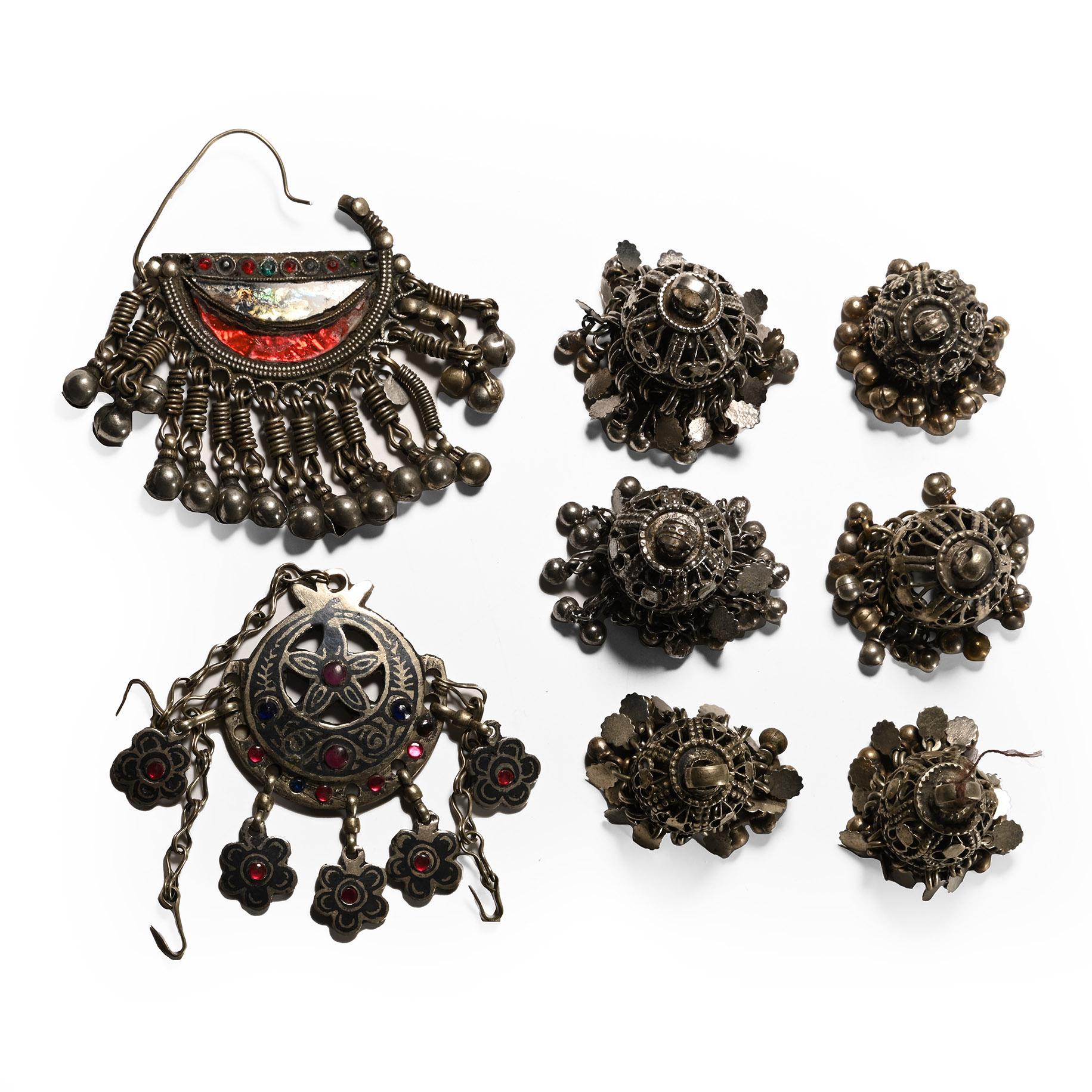 Tribal Silver-Coloured Metal Pendant Group