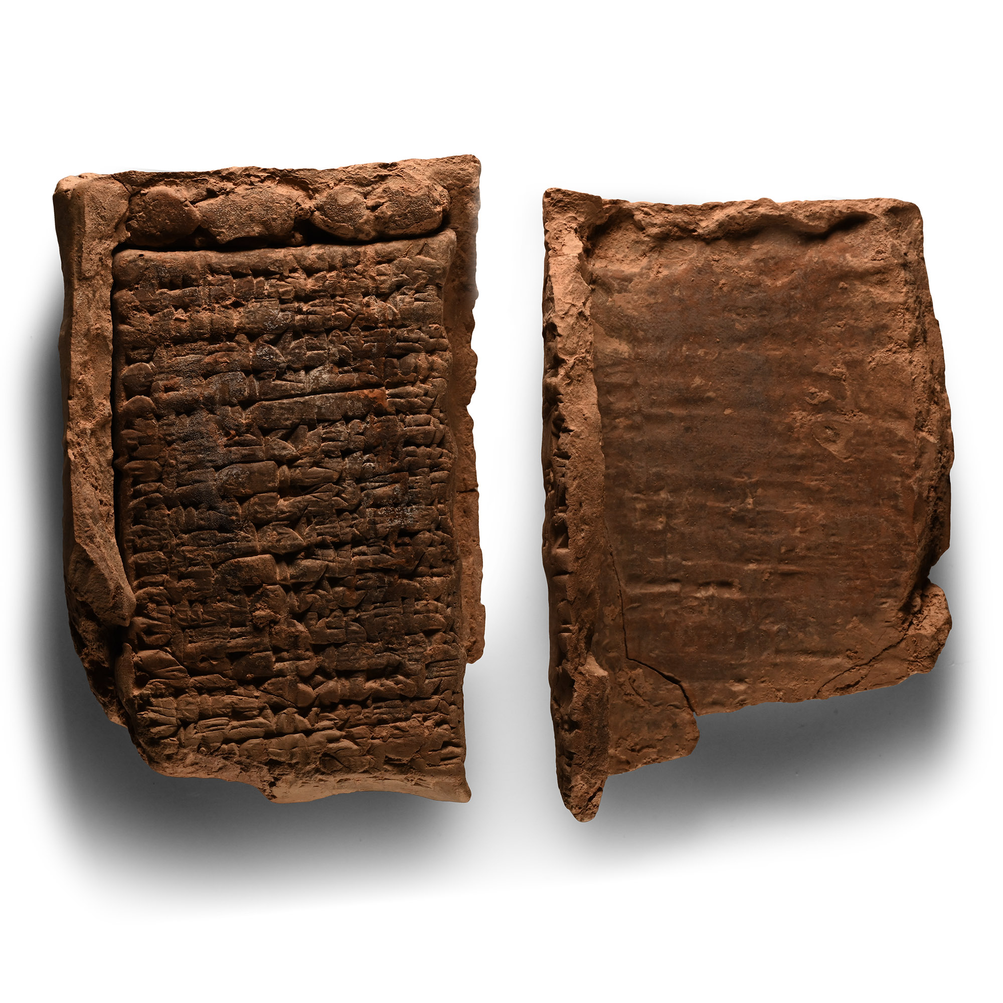 Old Babylonian Cuneiform Tablet in Envelope for a Gift of Ten Fields Adjacent to Ishtar-Damqat Including the Names of Seven Witnesses