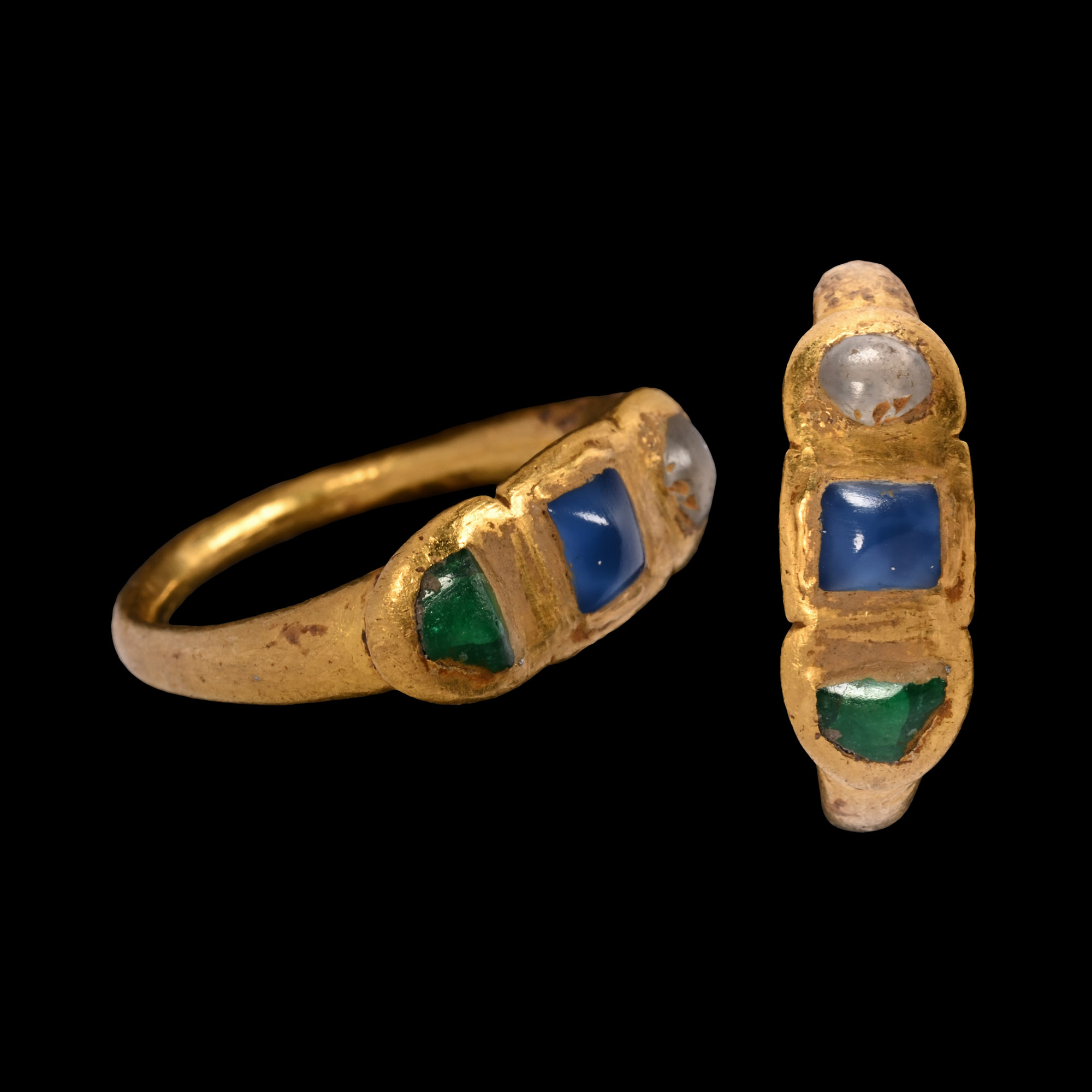 Western Asiatic Gold Ring with Gemstones