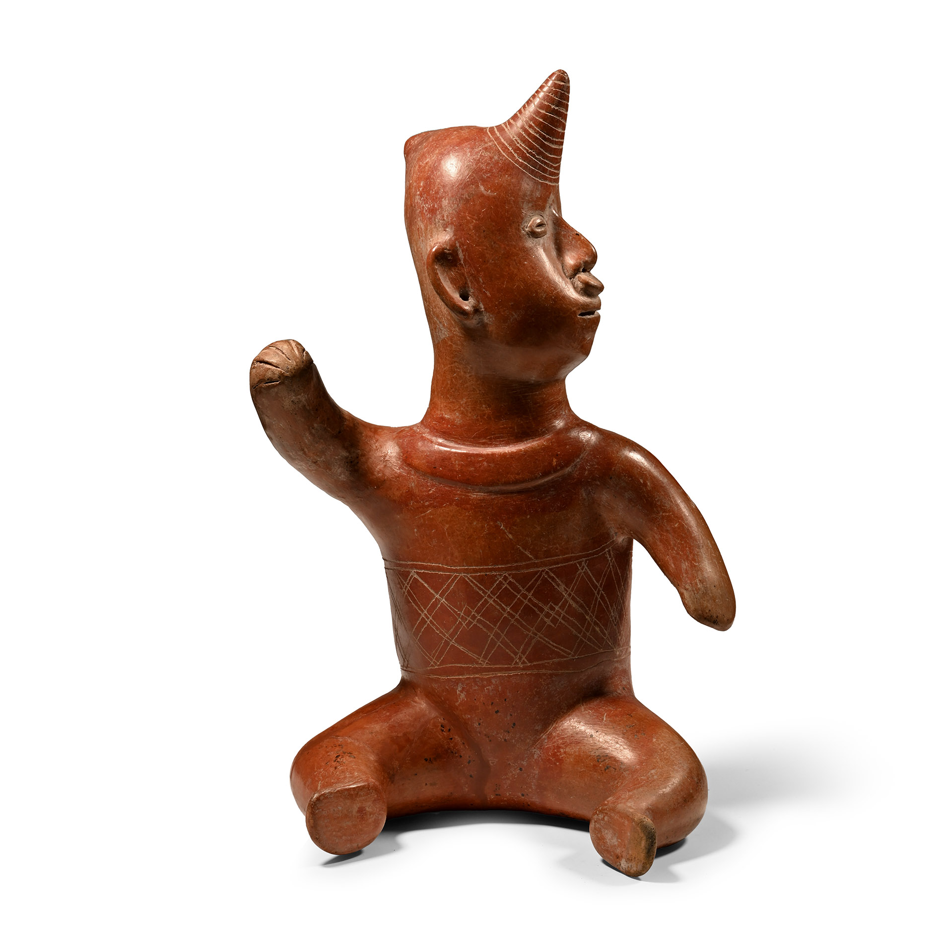 Large Pre-Columbian Colima Seated Shaman Vessel