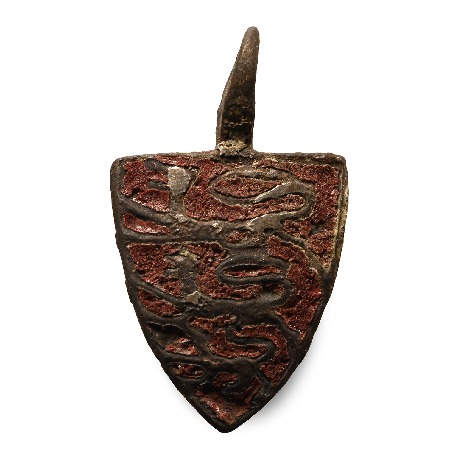 Medieval Enamelled Gilt Bronze Royal Knight's Heraldic Horse Harness Pendant