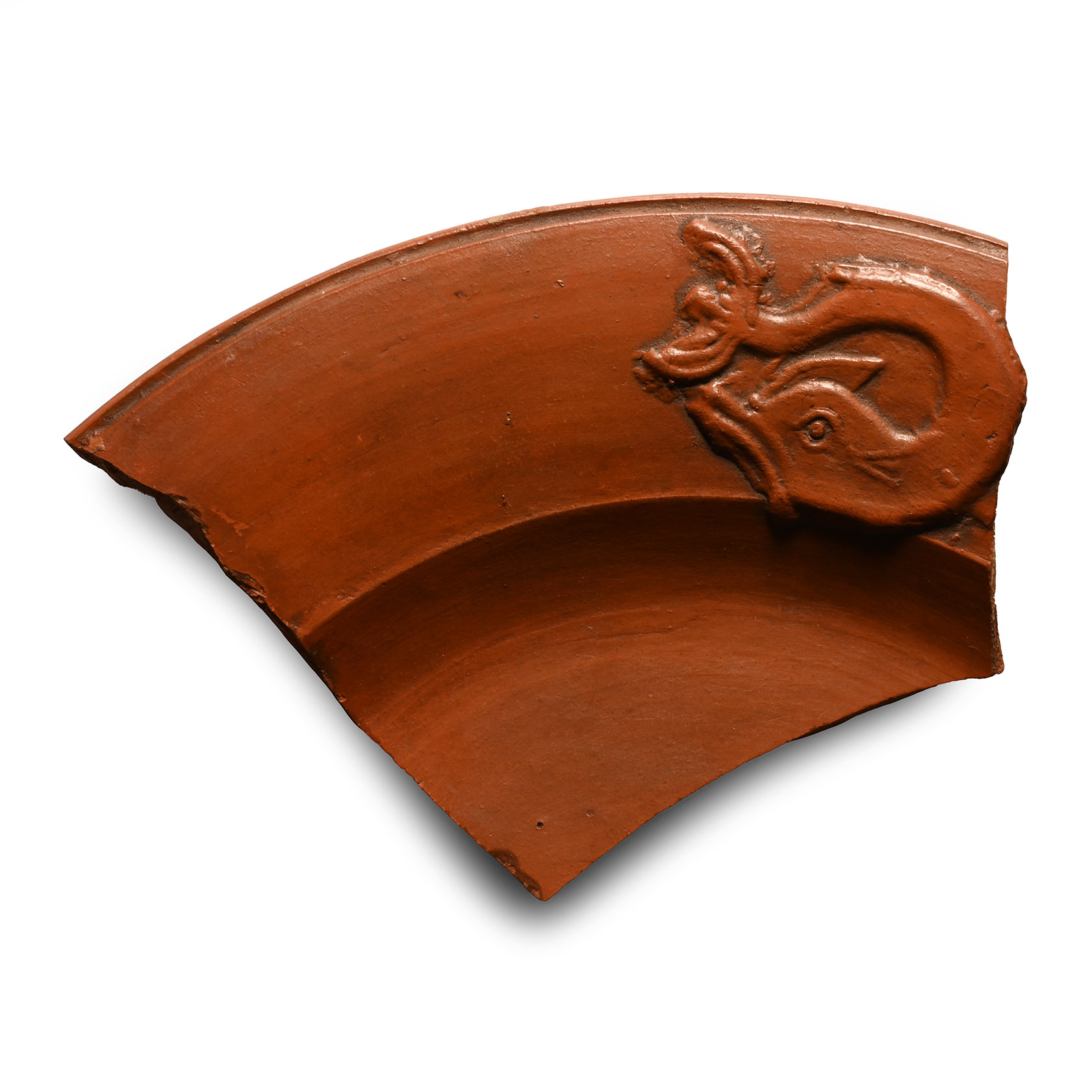Roman Redware Plate Sherd with Dolphin