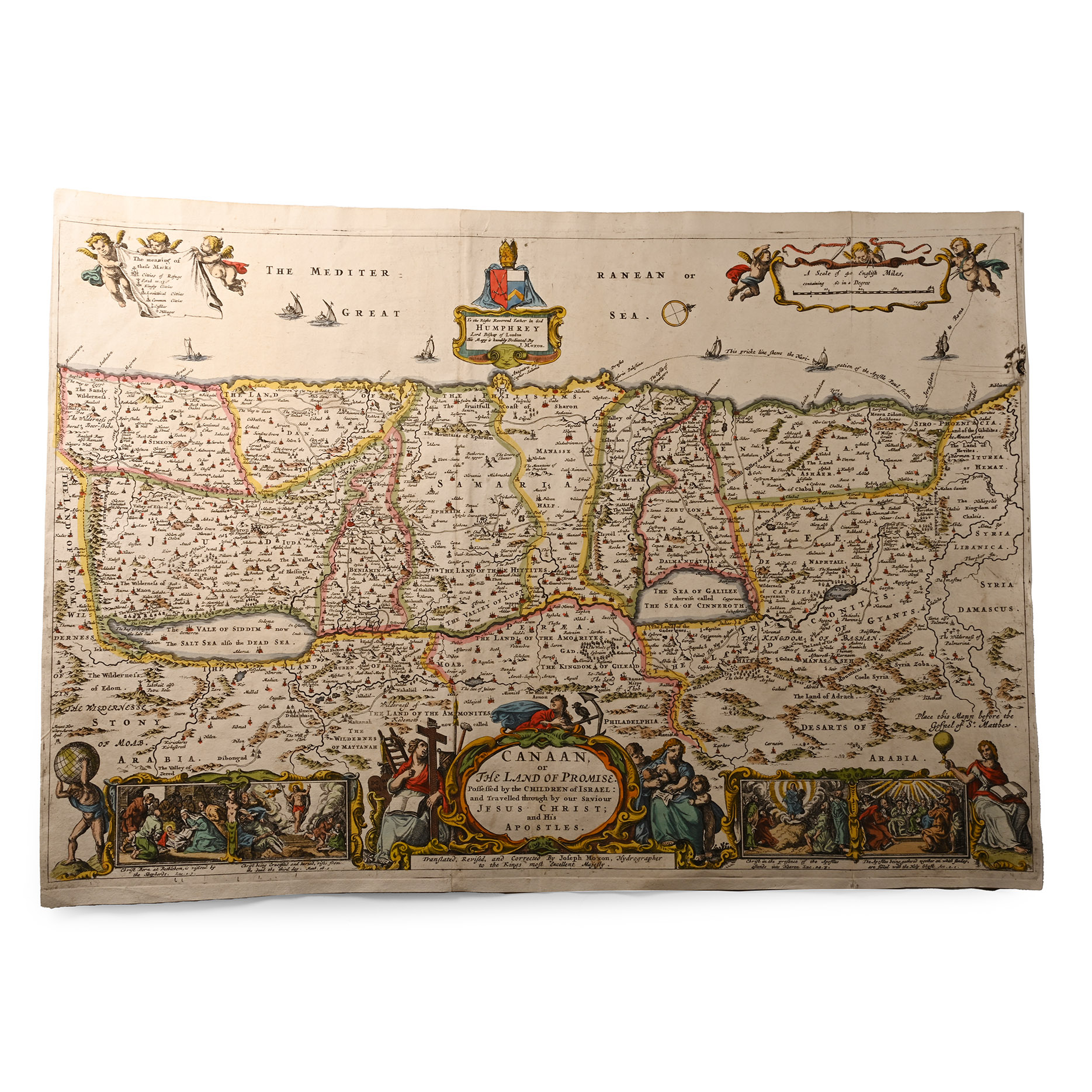 English Map of the Holy Land by Joseph Moxon