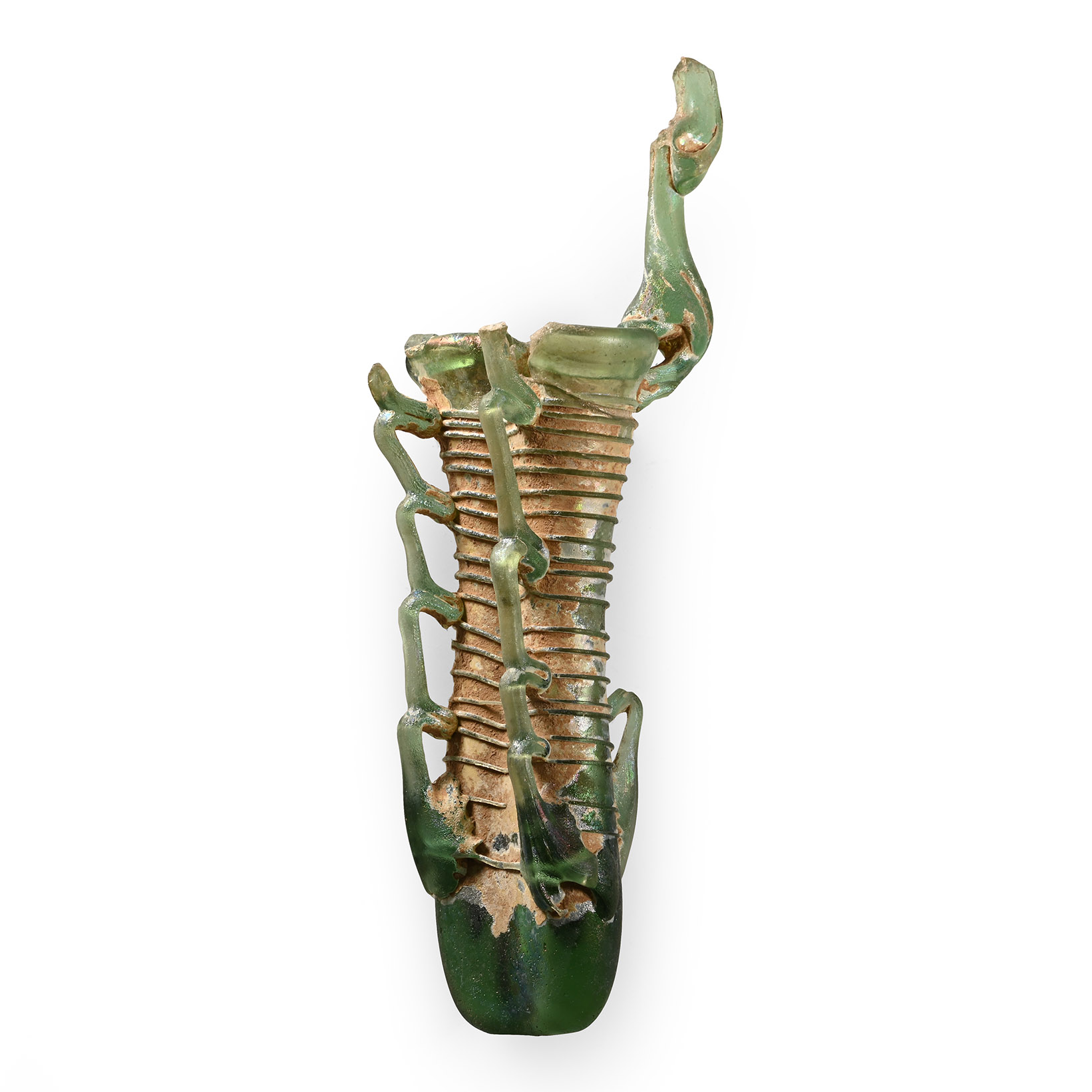 Roman Green Glass Double Balsamarium