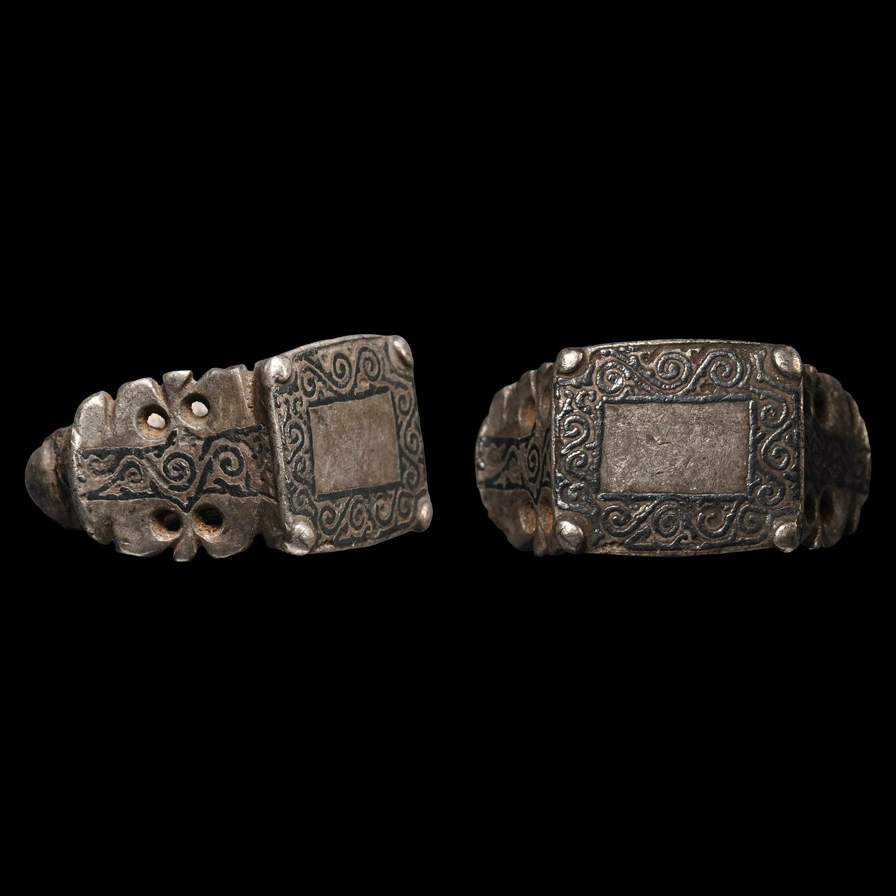 Medieval Bronze Ring with Niello