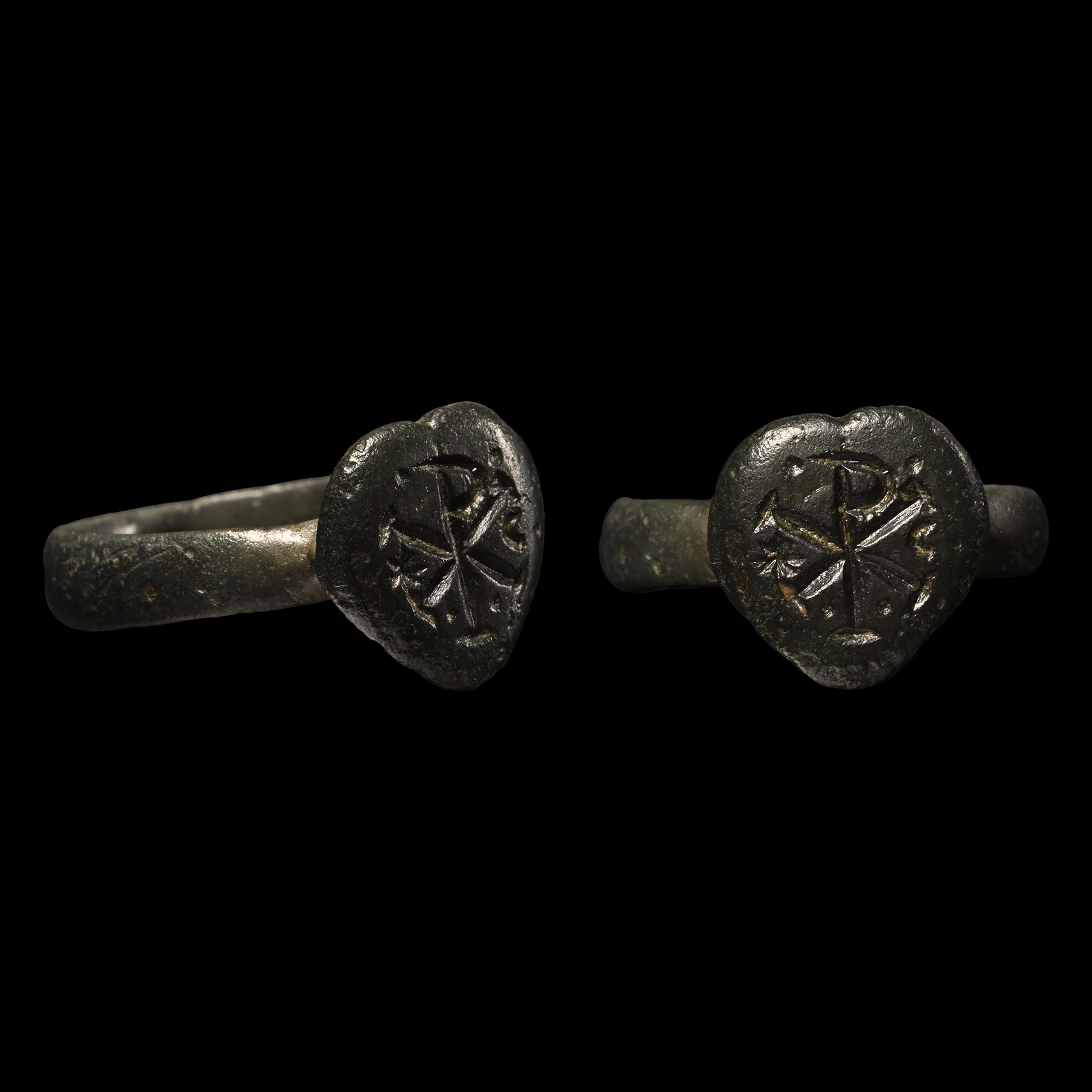 Medieval Bronze Ring with Chi Rho