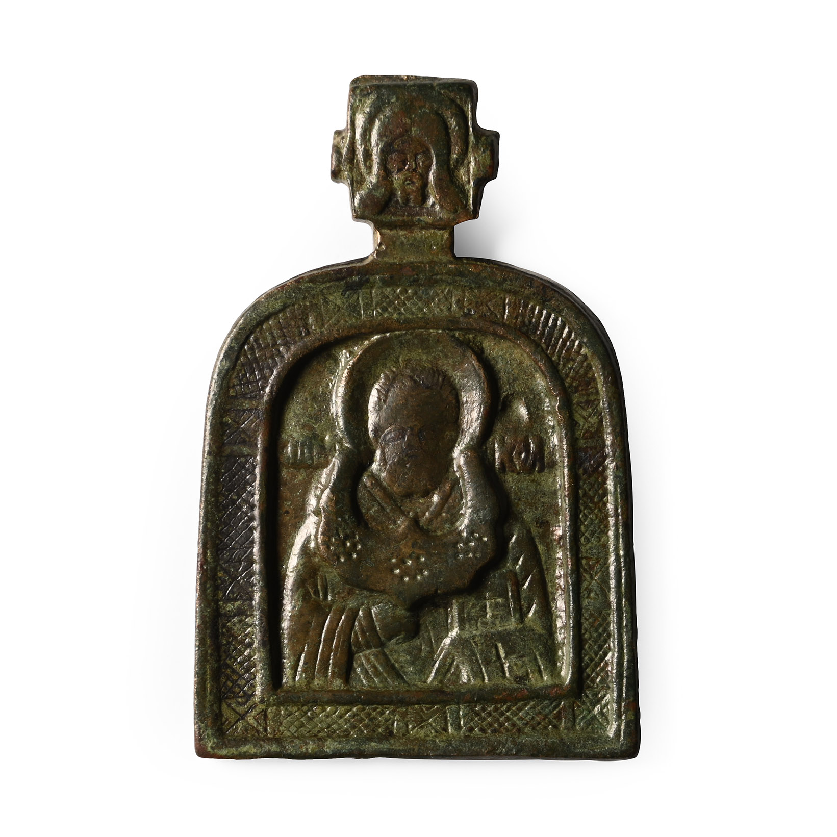 Post Byzantine Bronze Pendant with Saint