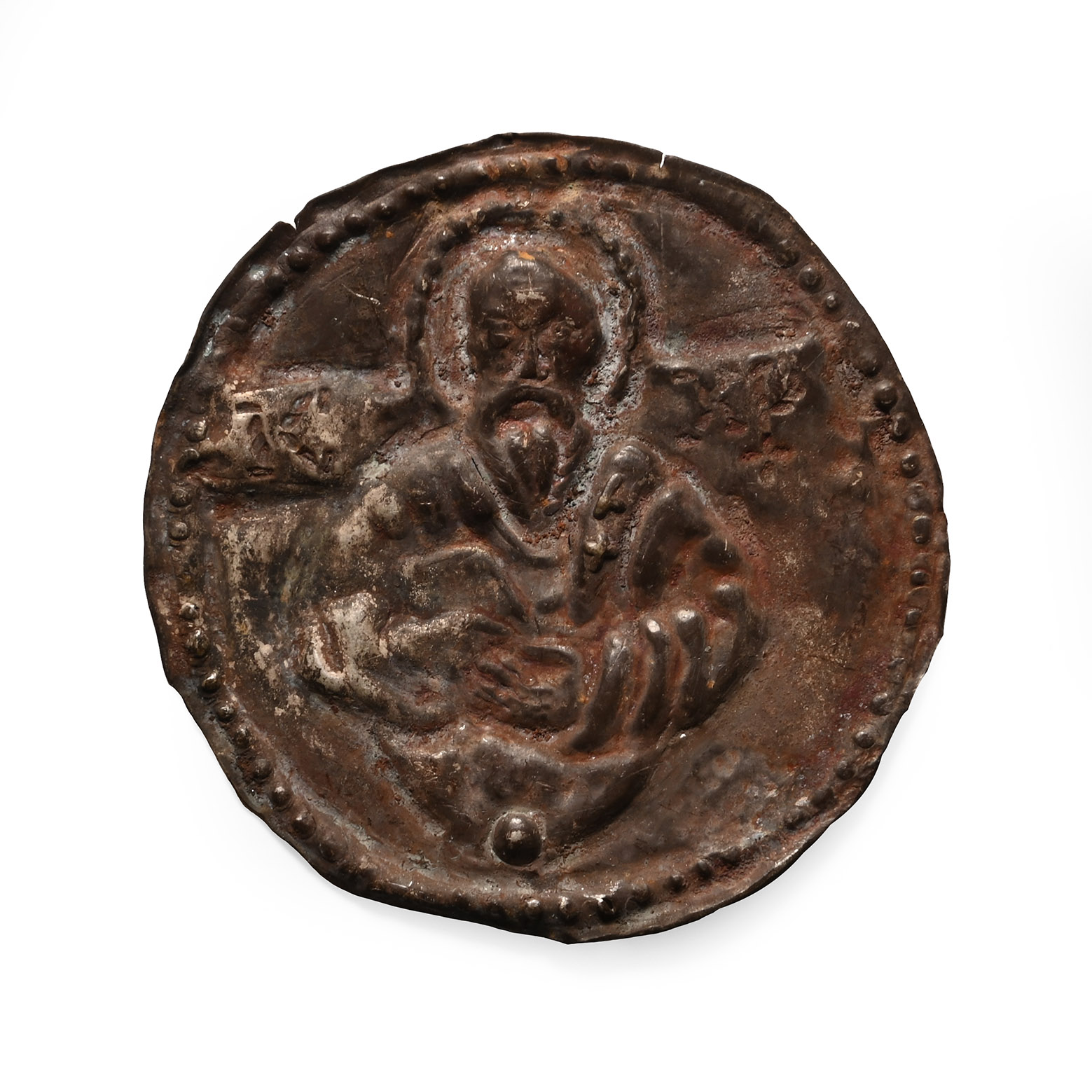 Byzantine Silver Roundel with Evangelist