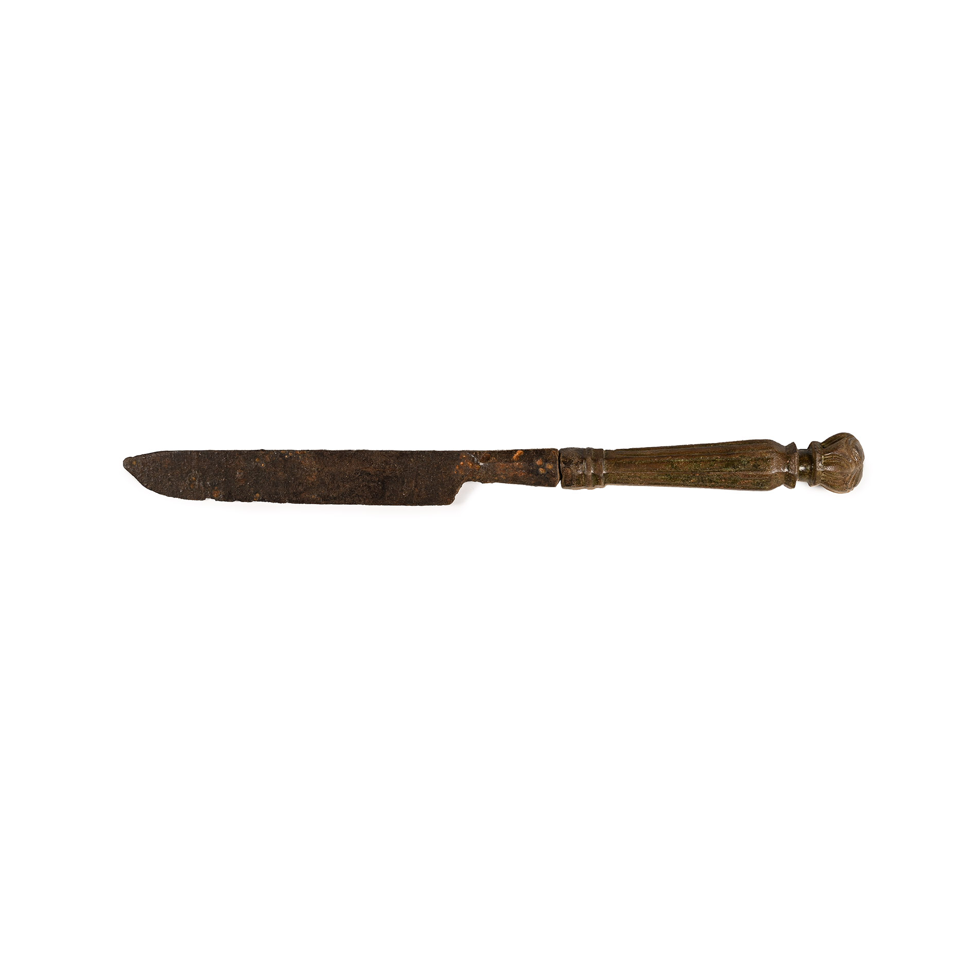 Medieval Iron Knife with Bronze Handle