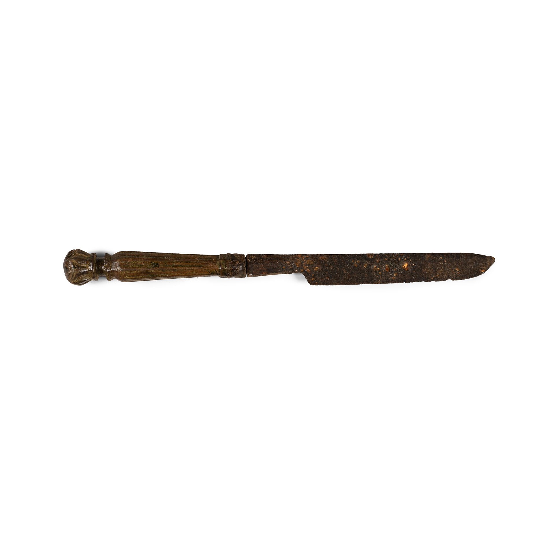 Medieval Iron Knife with Bronze Handle