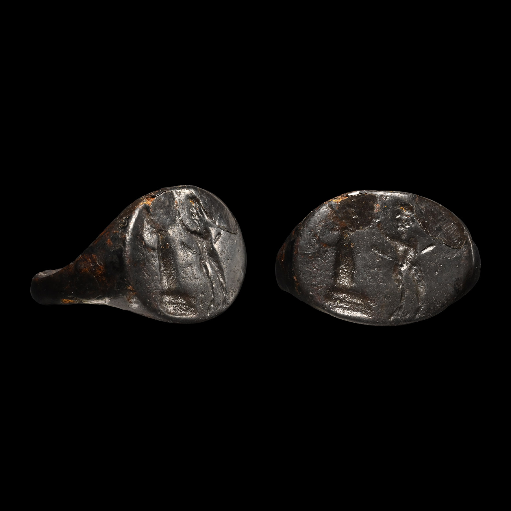 Greek Bronze Ring with Satyr