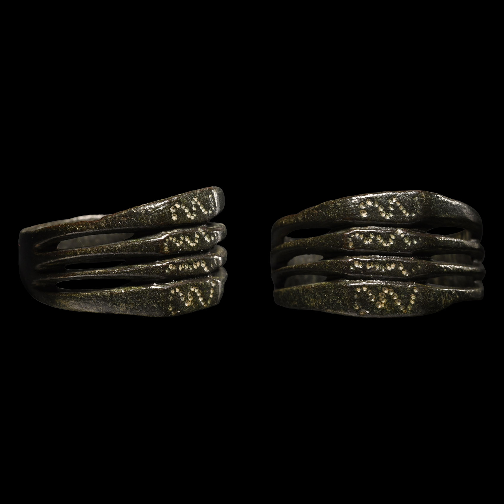 Roman Bronze Ring with Snakes
