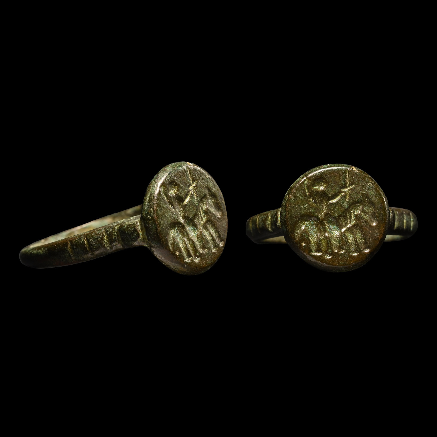 Medieval Bronze Ring with Holy Rider St. Michael