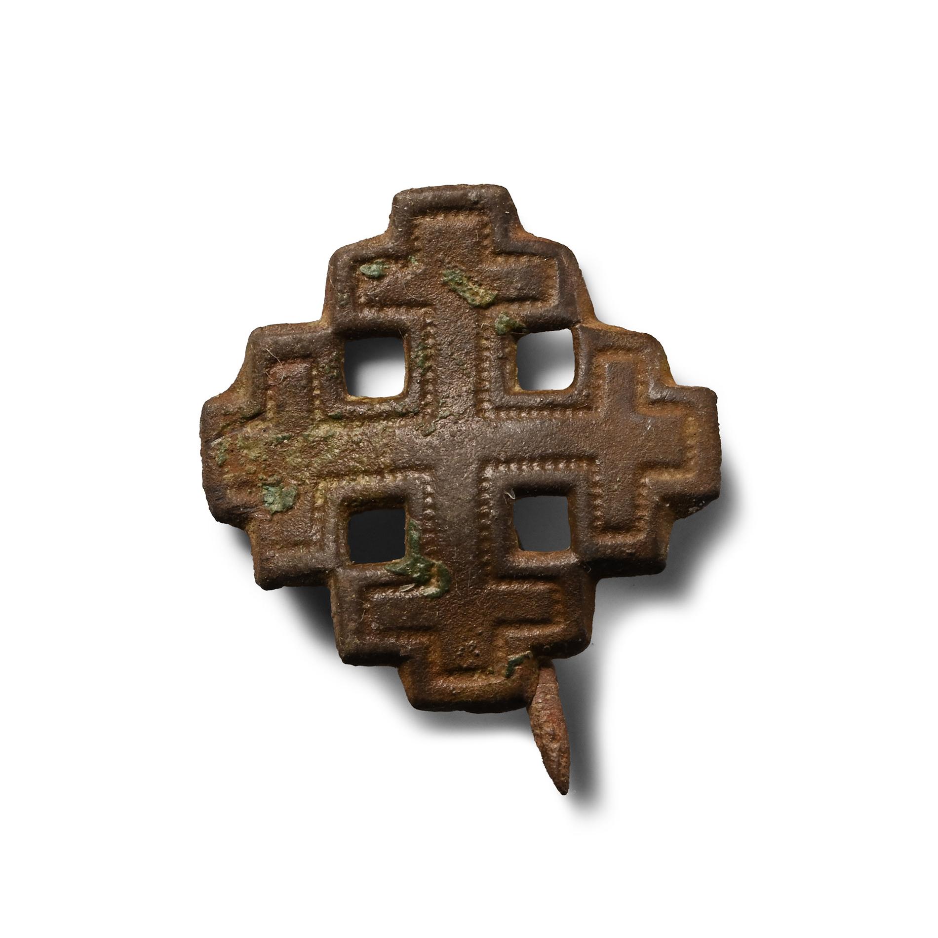 Medieval Bronze Knight's Holy Sepulchre Badge Complete with Pin